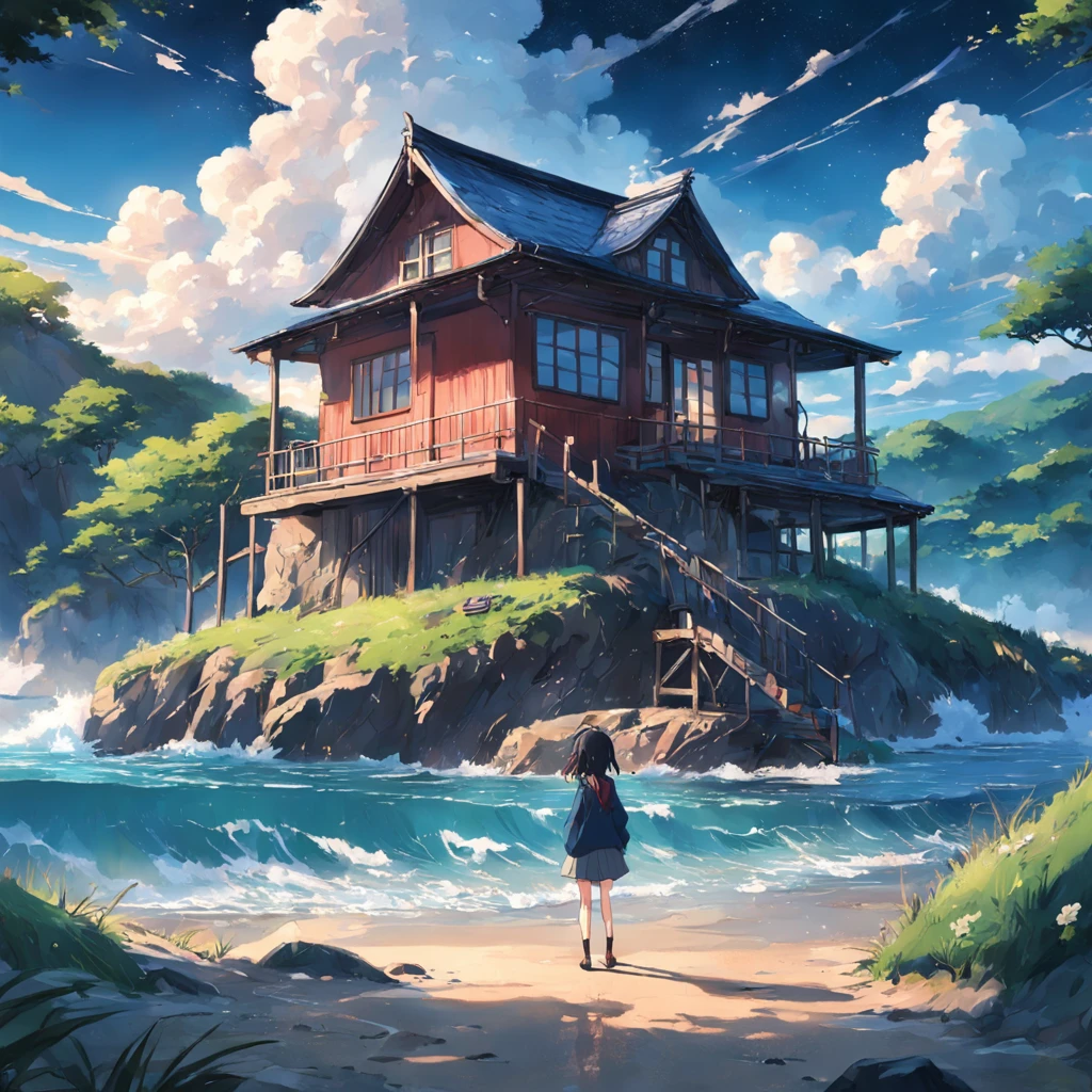 I have a house,Facing the sea,Spring