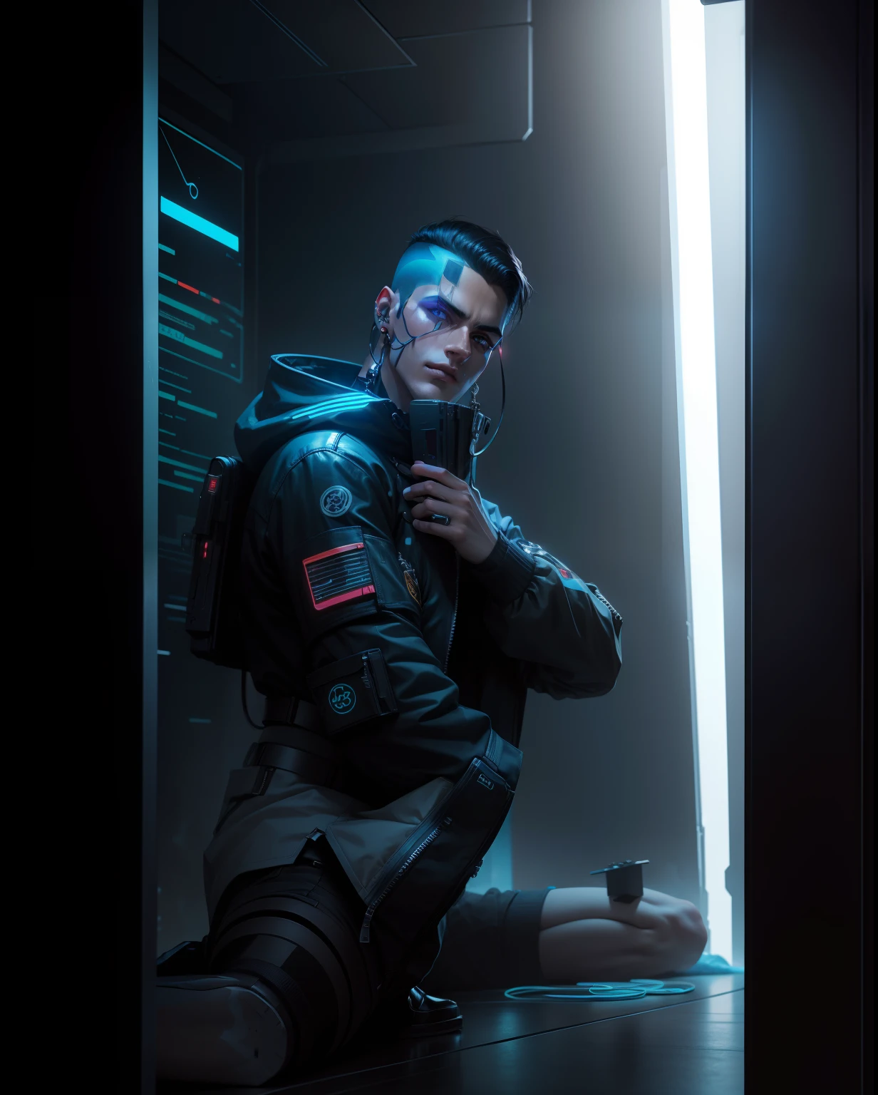 Change background cyberpunk handsome boy. Realishtic face 8k.ultra realishtic