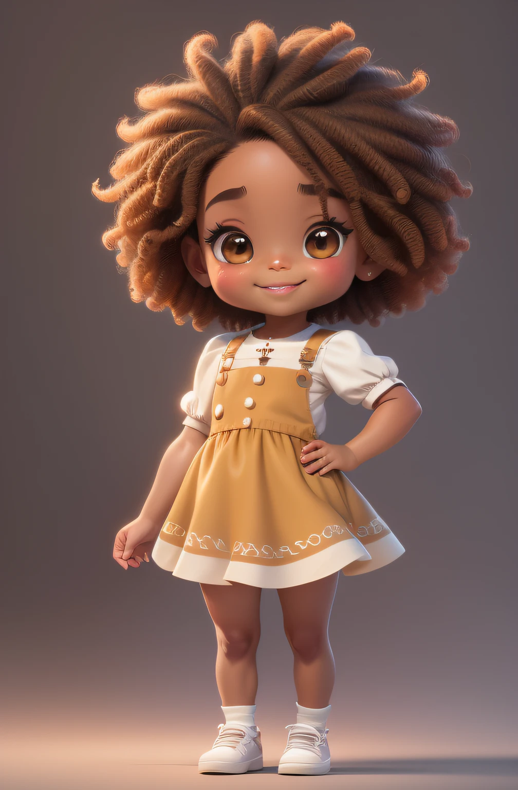 Chibi africana africana cor marrom:2, coffee color:2 queimado pelo sol, feliz de 15 anos pele marrom:1 afro: 1.25 Estilo Pixar: 1.25 afro: 2.40 (((sozinho))) cabelos cacheados: 2.3, (corpo inteiro: 2.32) vestindo vestido floral sapato preto,, Hair messed up by the wind, desenho animado numa noite de luar, arte digital detalhada bonito, painting digital adorable, Cartoon style illustration, stylized digital illustration, stunning digital illustration, bela arte digital, arte de pintura digital dos desenhos animados, pintura digital dos desenhos animados 3D, Beautiful digital illustration, Arte infantil em Artstation, detailed digital illustration, arte digital detalhada, digital illustation, exquisite digital illustration, 8k, Chibi Digital | | | |