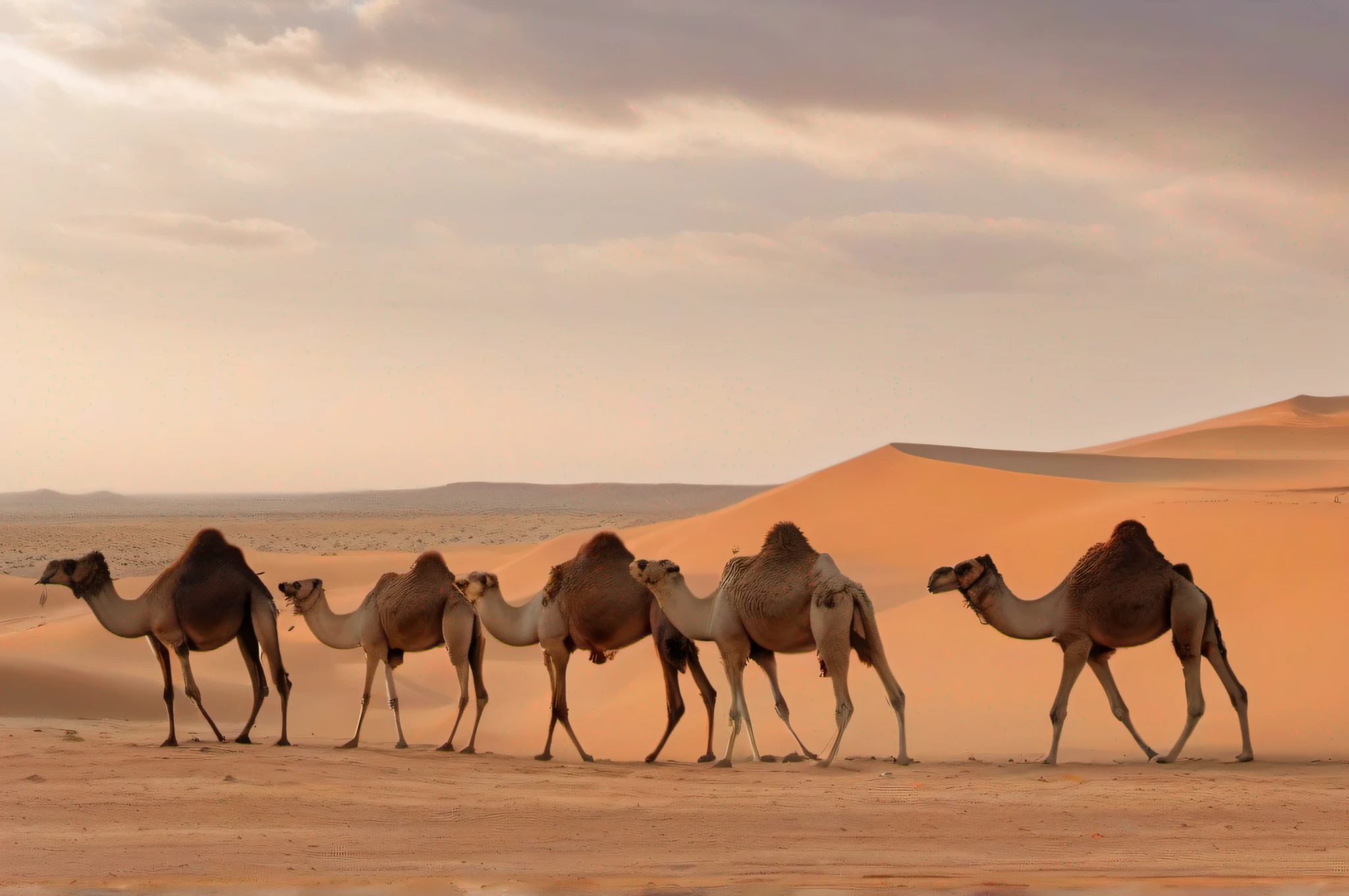 camels in a desert