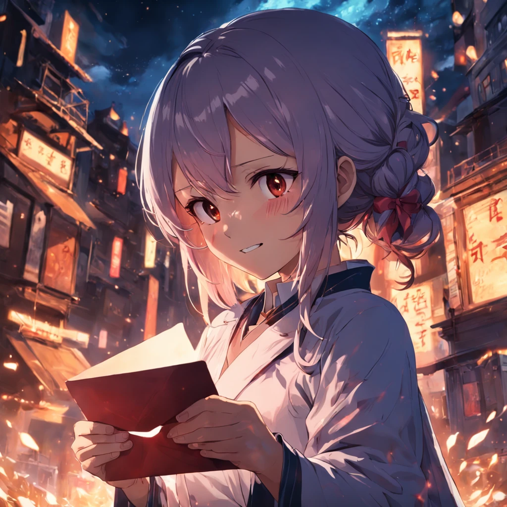 A man receives a letter from his wife,He had the letter in his hand,A happy smile on his face