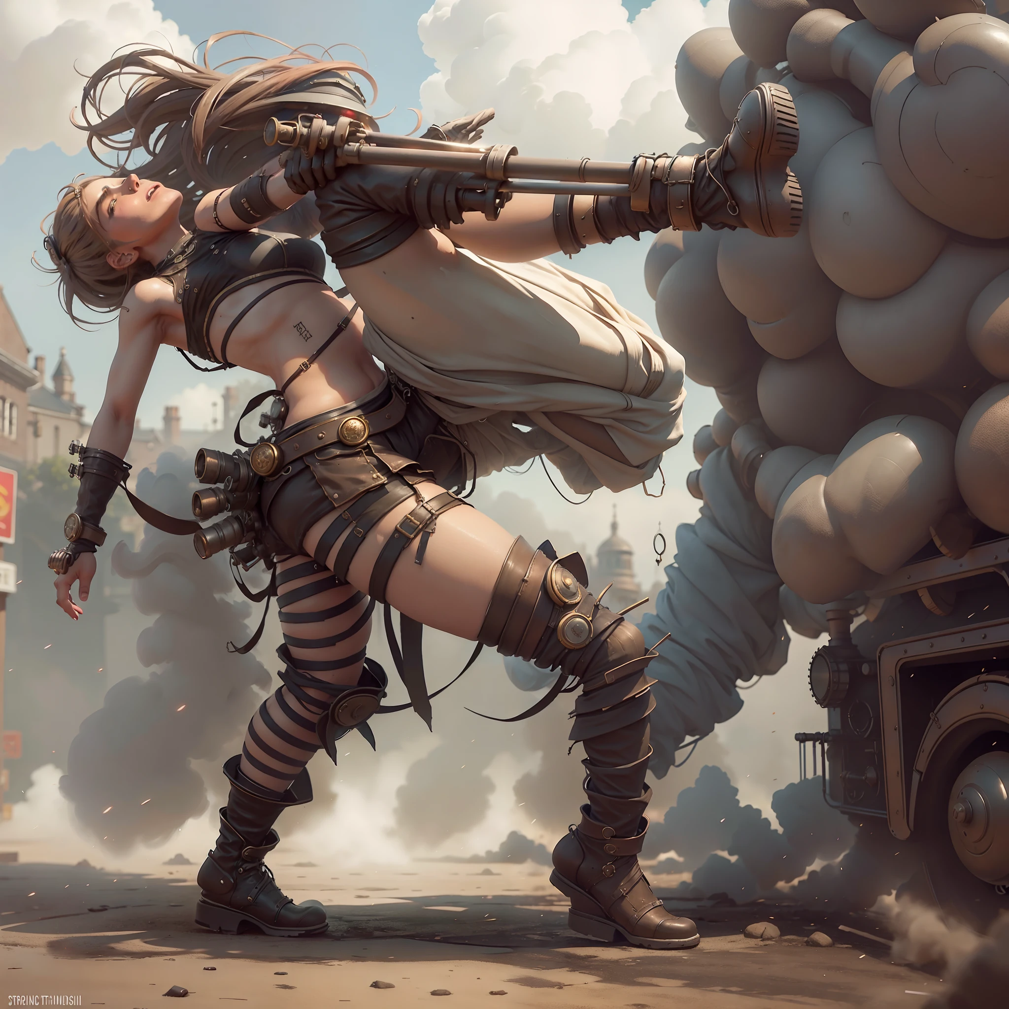 Stripdance street dancer in steam punk, street punk female, athletic, Jonas De Ro, Frank Holl, Andrei Markin, Aleksi Briclot, Giovanni Boldini,