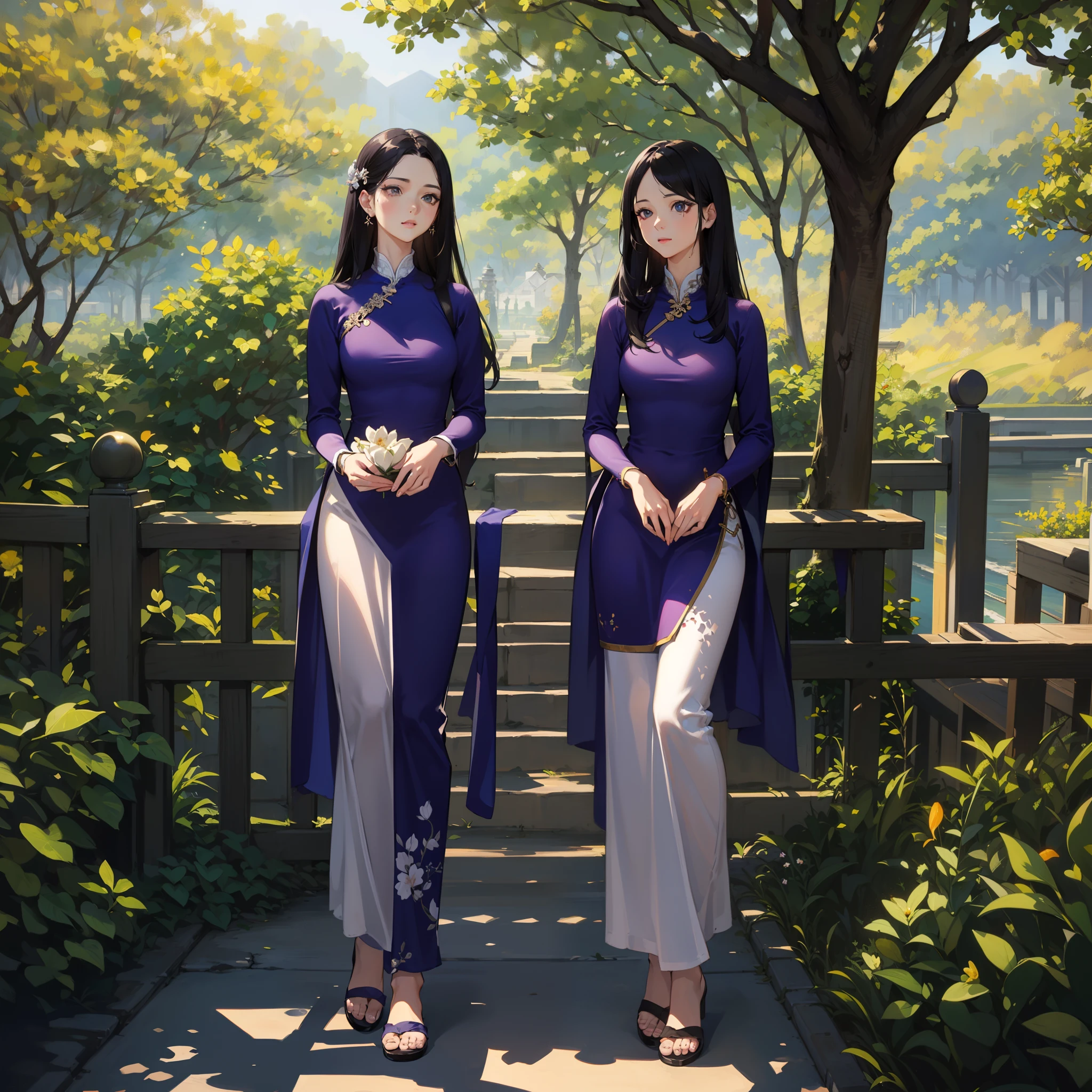 garments:Woman in blue Ao Dai:1.8,accessory:shell necklace,The hair:Long Black Hair:1.1、 make - up:natural, Glowing skin、Wearing sweat, BEReaction:relax、Free-spirited、 The location:Landscape of Vietnam:1.1,Lantern sink:1.1,4K, (Raw photo: 1.2), (Realism: 1.4), (masutepiece: 1.3), (exquisite detailing: 1.2), Delicate and beautiful details, (Eye Detail), (Facial Detailed), (Highest Quality) :1.4), (Hyper-Resolution: 1.2), cinematric light, (very detailed illustration), (Best Quality, Super Resolution, depth of fields, Wide light, natural shadows