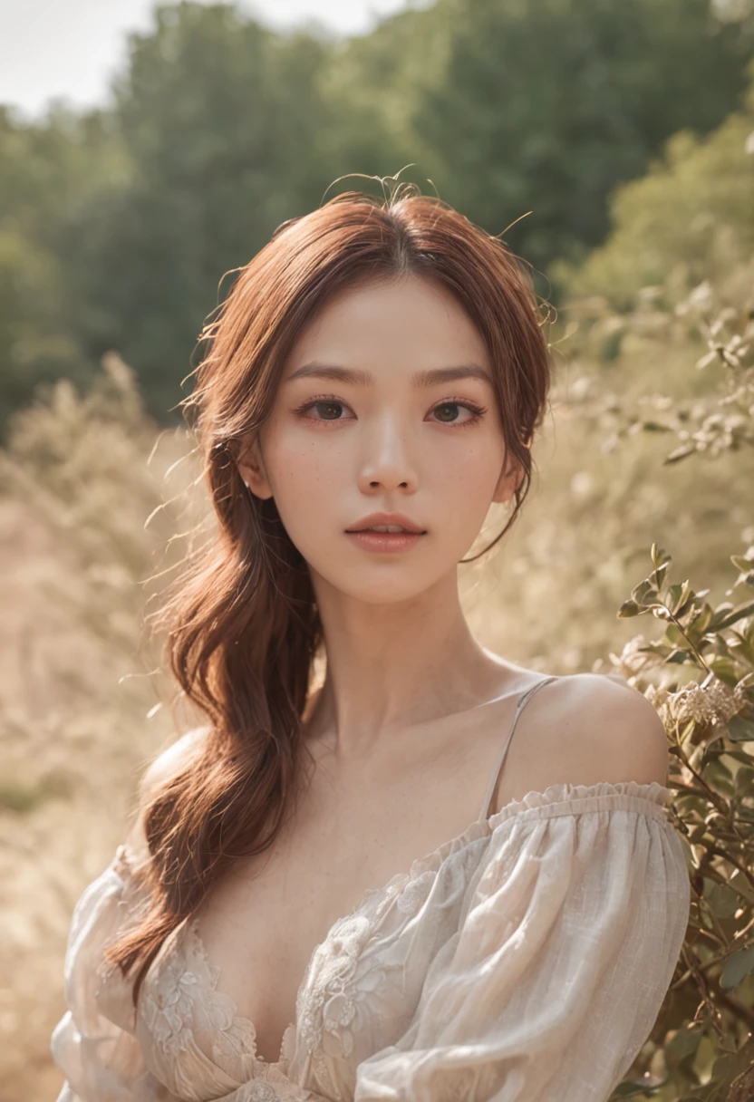 ((top-quality、8k、masterpiece:1.3)), Beautie, Hidden Face, 1 rapariga, Beautie: 1.3, Slender Abs: 1.1, Beautiful summer clothes, random hairstyle, (sitting on a bed), hyperdetailed face, very detailed lips, A detailed eye, 二重まぶた,30-years old、advertisement