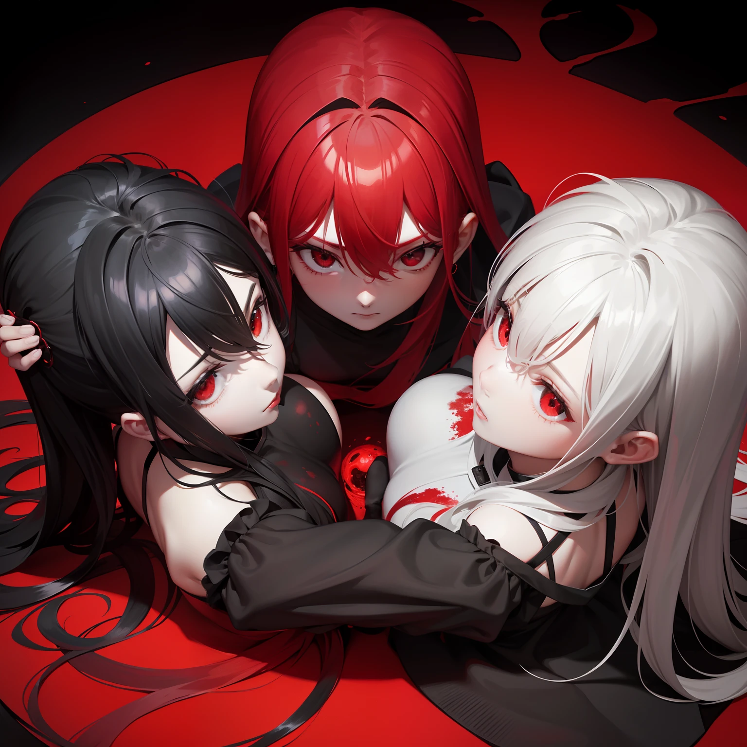 Red is the primary color，Black is the secondary color，The overall tone is dark，The most important factor is insufficient embryonic development，The outer black garbled characters circulate along the outline of the embryo。