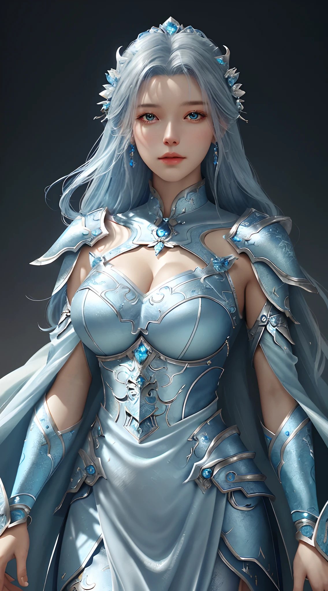 a close up of a woman in a silver and blue dress, chengwei pan on artstation, by Yang J, detailed fantasy art, stunning character art, fanart best artstation, epic exquisite character art, beautiful armor, extremely detailed artgerm, detailed digital anime art, artgerm on artstation pixiv, armor girl