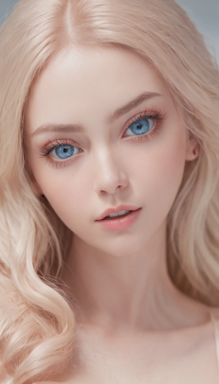 14岁, Beautiful girl with bright blue eyes, shocked expression,Wide eyes, lying on his back, Wearing pink sheer silk, (((Large breasts :1.2 and round breasts:1.2))),8K, RAW photo, Highly detailed skin, exposed, Photography, Masterpiece, Best quality, Gorgeous light blonde long hair, Ultra-detailed face, Detailed blue eyes, ((no close up)), front angle, Yawning, Very wide open mouth, Spread legs, Wet open ,(((Pubic hair))).