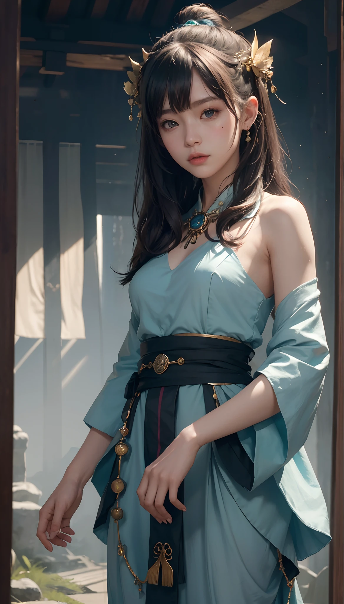 (1girl:1.3),solo,__body-parts__,
official art, unity 8k wallpaper, ultra detailed, beautiful and aesthetic, beautiful, masterpiece, best quality,Fantastical Atmosphere, Calming Palette, Tranquil Mood, Soft Shading,
Miko priestess, charm spell, talisman familiar, shrine maiden duties,