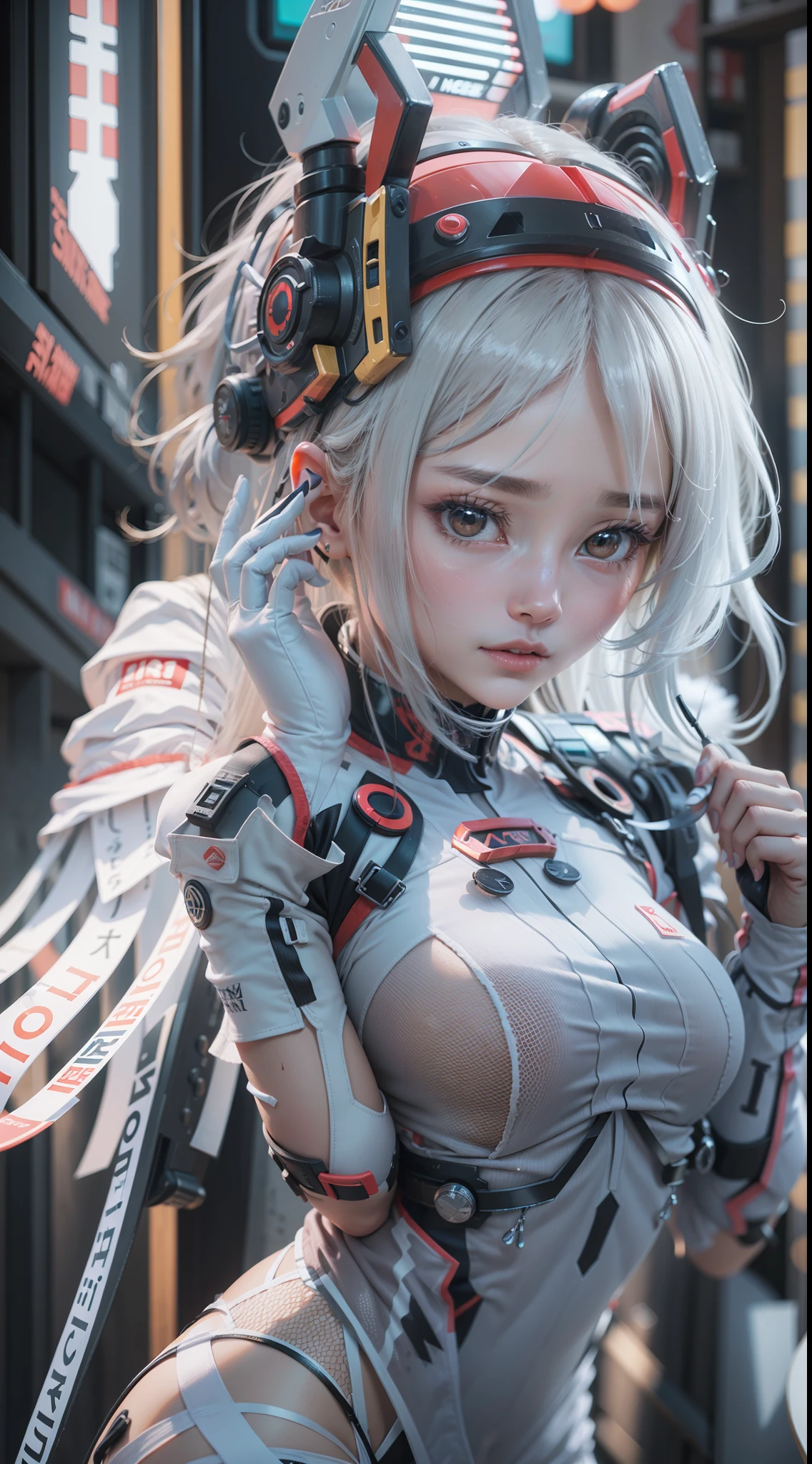 (((obra maestra)))、(((highest qualityr)))、((Ultra-definition))、(High Definition CG illustration)、((extremadamente delicado y hermoso))、Cyber City、Beautiful neon、cinematiclight、Moda Angel、Purpurina corporal、remodelar、Chica con un peinado de esquila、libre de reglas、2080s、animesque、girl with、Tendencias en Artstationh、Rachel Walker