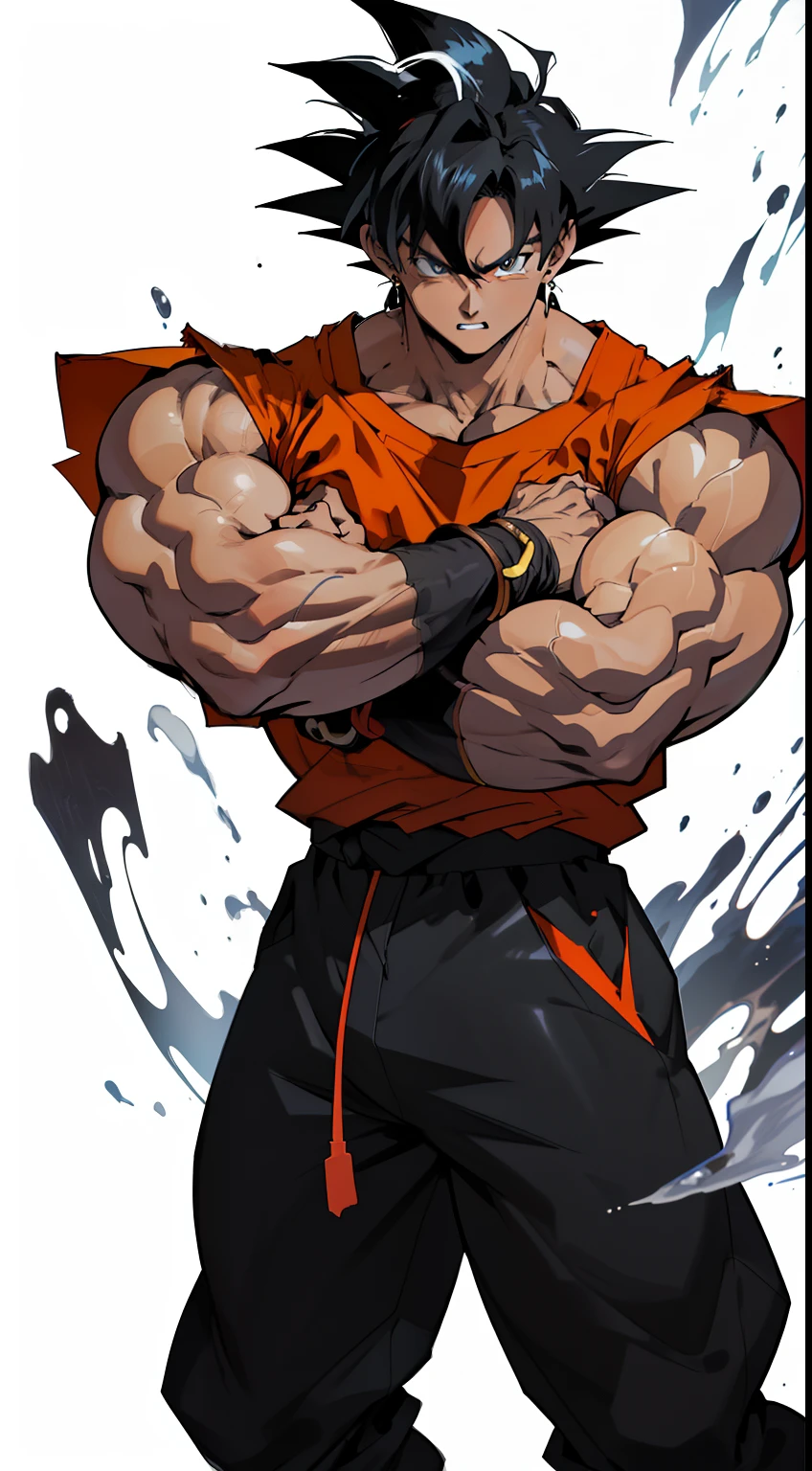 (anime) . ((Son Goku)), black eyes, in the space, full body . (Masterpiece: 1.8), (64k quality), (final fantasy artwork concept), detailed (manga eyes + hair + clothes + body + face + colors + shoulders + eyes (globular + transparent + liquid) + (sharper drawings) + (shiny jewelry) + (clothes folds) + (rounded eyes) + (consistent clothes) + (clothing features) + (eyes line), better (colorful + (coarser line) + (black line) + finishing . [Drawing] (Anime (Manga (Comics))) + (Coarse Line: 1.8) + (Black Line: 1.8) + (Color: 1.8) + (Clean: 1.8) + (Contrast: 1.8) + (Black Outline: 1.8) + (adjusted colors: 1.8) + (shadow set: 1.8) + (manga eyes: 1.8) + ((muscle: 1.8)) + ((bodybuilder: 1.8)), ((made homogeneous: 1.3))