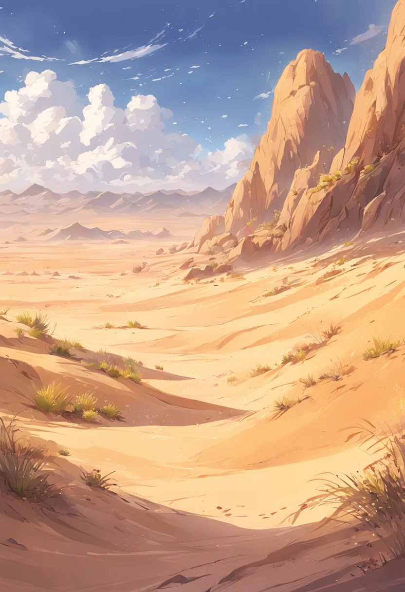 Yellow sand in the sky,The background is a vast desert, Desert oasis,richcolors,digital landscape art, Detailed scenery —width 672, landscape artwork, environment design illustration, scenery art detailed, Desert oasis landscape, concept-art, 4k highly detailed digital art, 4 k digital painting, 4k digital painting, stunning digital illustration, Desert background, digital painting concept art, Detailed digital painting