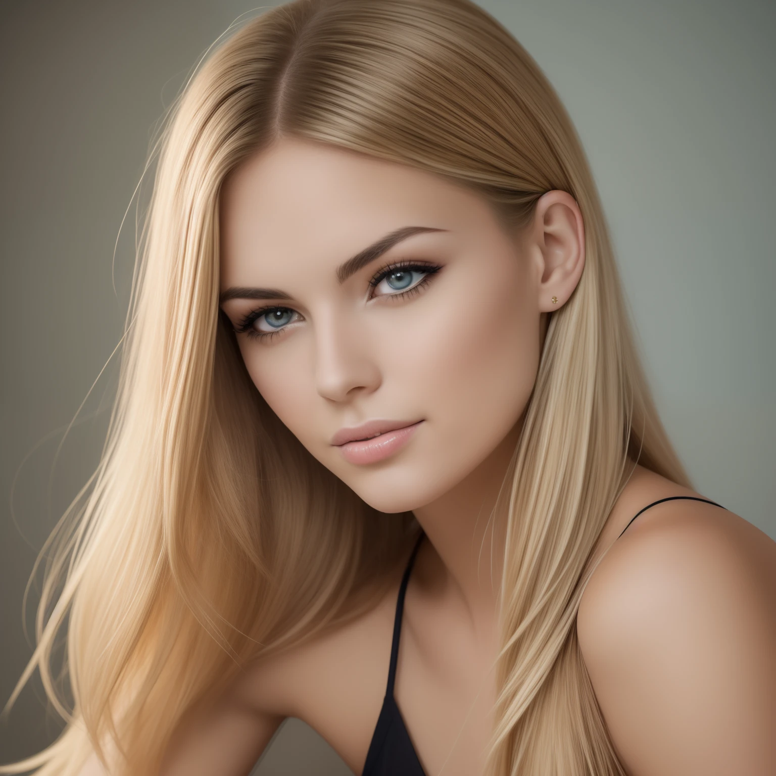 Create an unrealistically beautiful woman with scared face with blond hair, dressed in a wedding dress, she has a very beautiful face and a little cleavage is visible