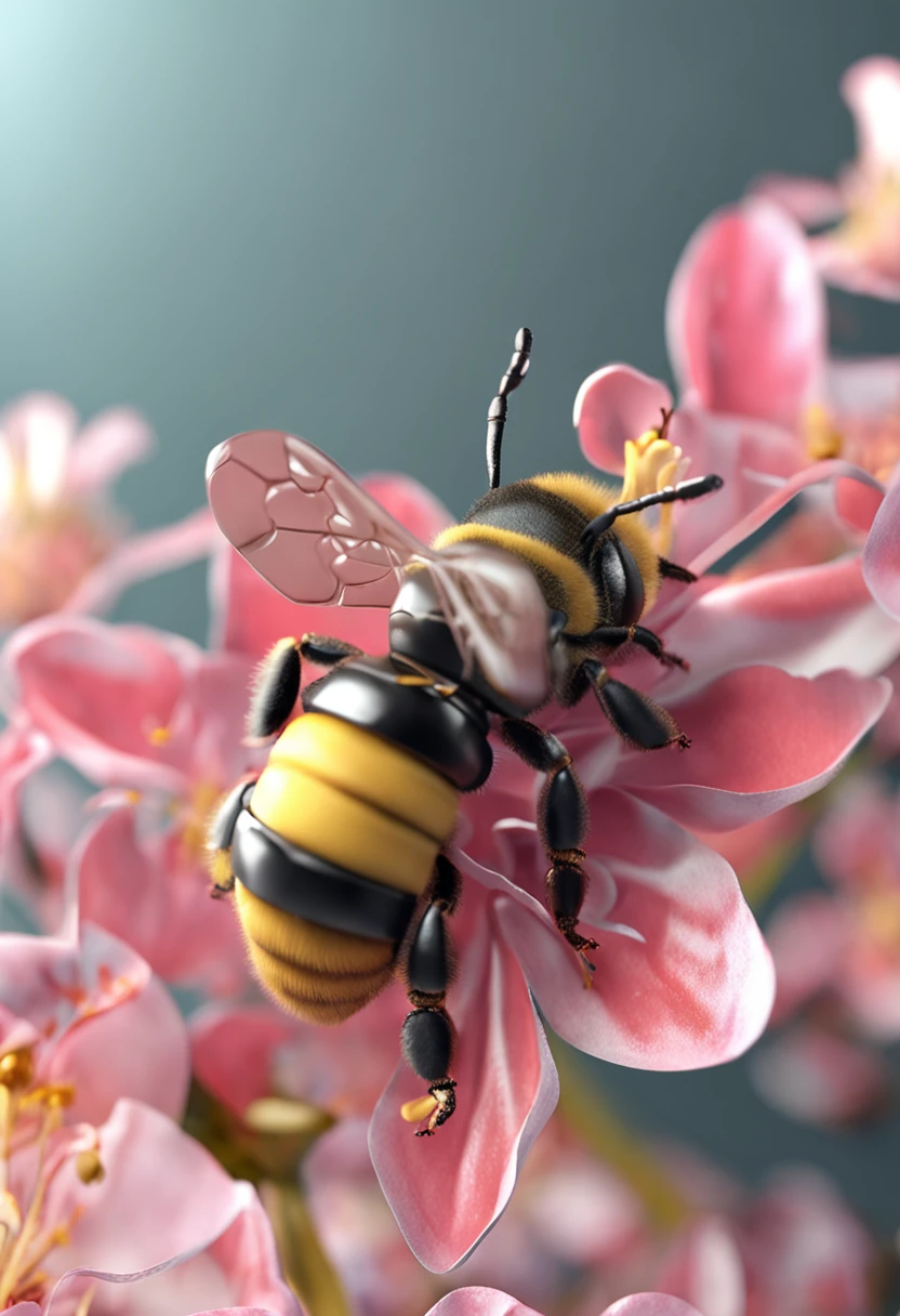Bee IP,3 d model,3D model rendering,Lively and cute IP,There is styling,Pure background