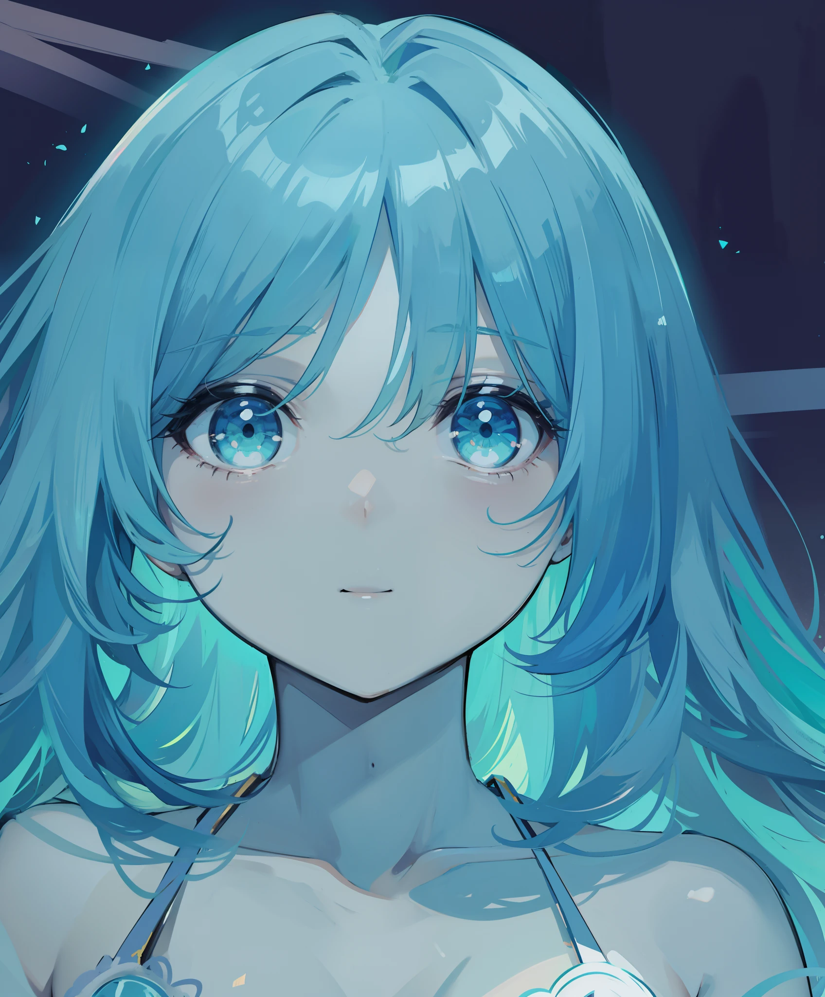 Light turquoise hair，A beautiful girl with a spirit body