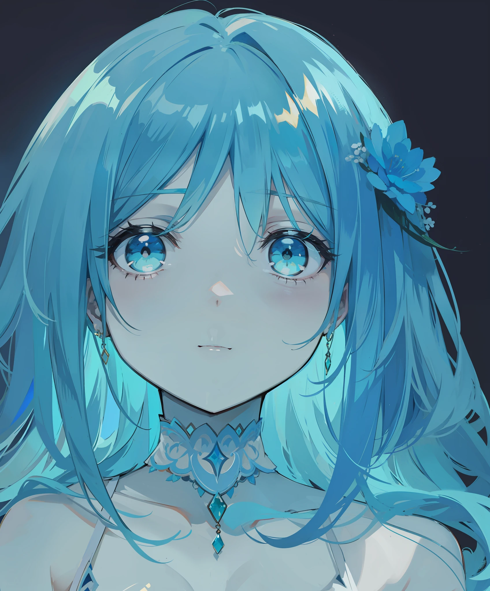 Light turquoise hair，A beautiful girl with a spirit body