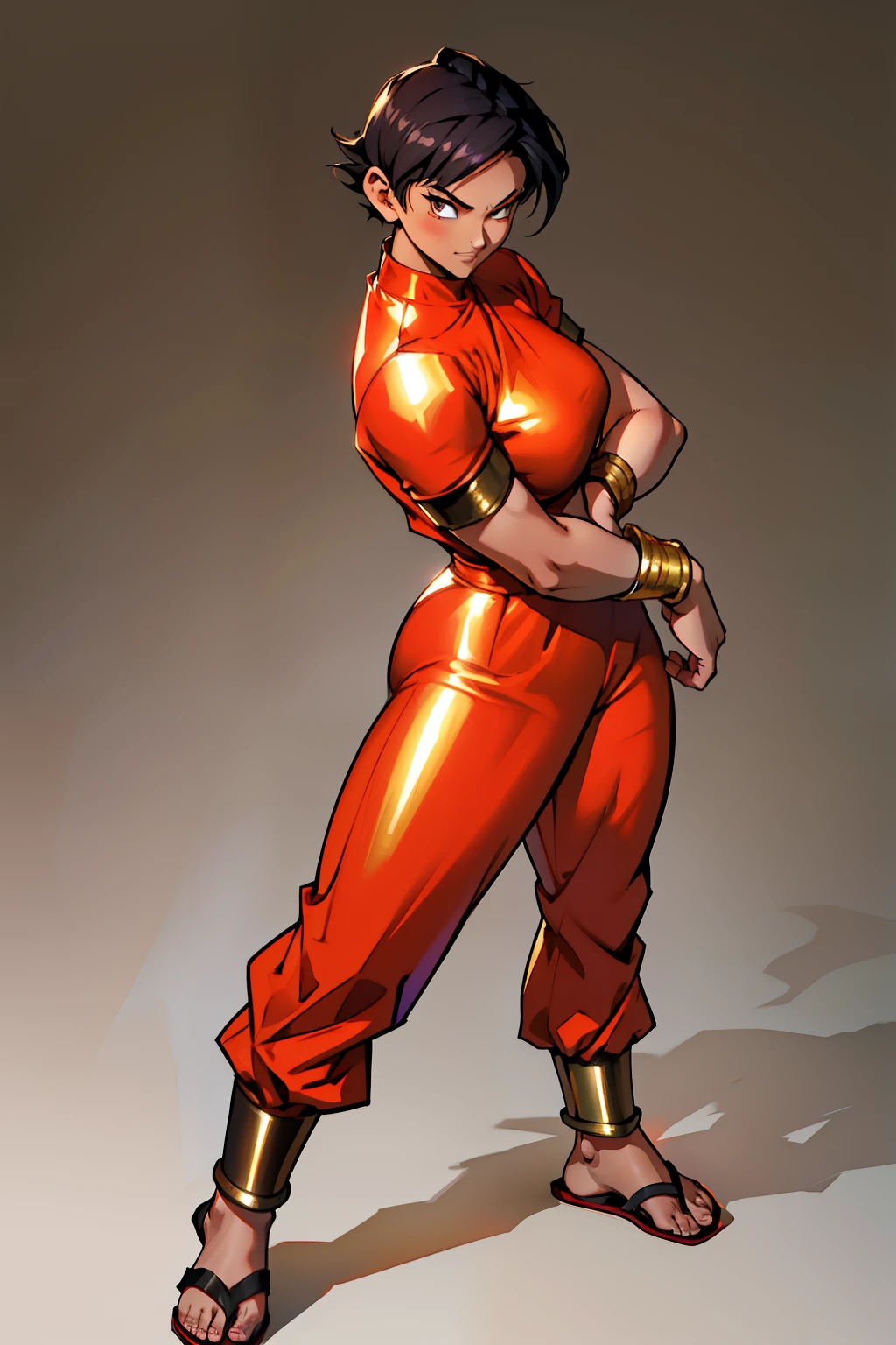 ((1 woman)), red hair, twin_low_braids, bob hairstyle , ((dark skin)) yellow eyes,( extremely detailed eyes, detailed pupils), standing, (mature female),(muscular), medium breasts, long legs, ((yellow and gold cheongsam, cleavage window)), long gloves, wedding gauntlets ,trending on artstationh,intricate face details, strong shoulders, narrow hips, vibrant, 4K, 12k resolution