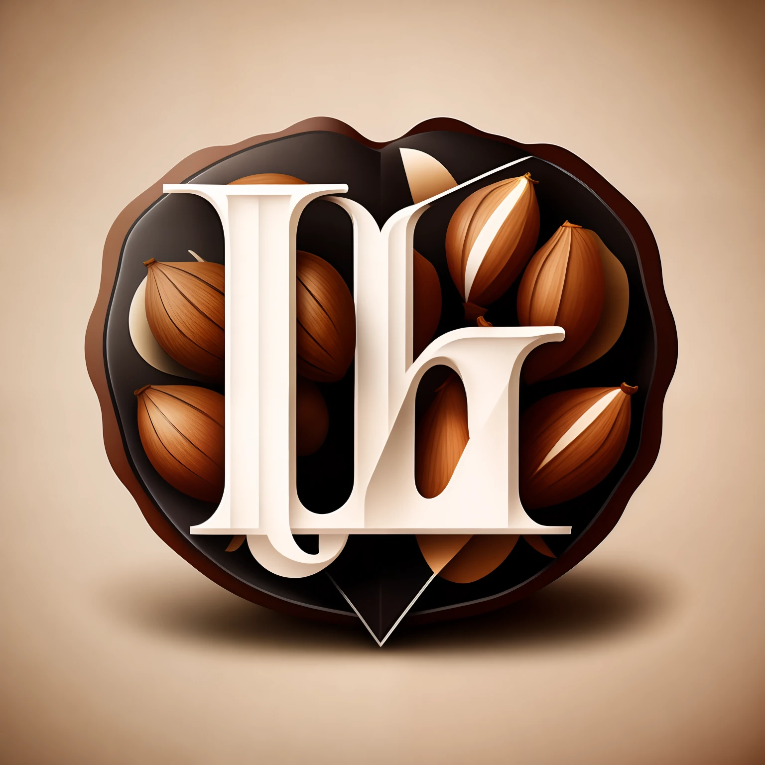 rzminjourney，vectorial art，The letters J and L, Pieced together into the shape of chestnuts, 2D, background is white， Black icon, Flat flag，Logo design，chestnut， line art