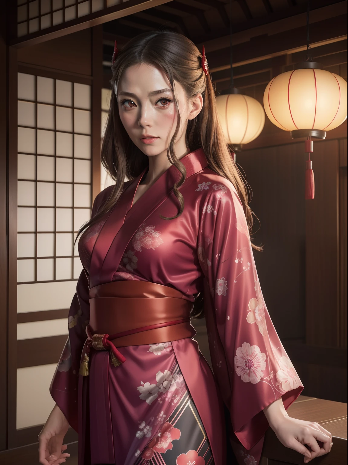 ((("Photorealistic Scarlet Witch Wearing Yukata")))
Subject: An exquisite photorealistic artwork capturing Scarlet Witch in a stunning yukata attire.
Type of Image: Photorealistic artwork.
Art Styles: Realism, Elegant.
Art Inspirations: Scarlet Witch's mystical presence and the grace of a yukata.
Character Design: Scarlet Witch depicted in a yukata, blending her magical aura with traditional Japanese aesthetics.
Background: A serene setting that complements the yukata, enhancing the overall visual appeal.
Camera: Medium shot, focusing on Scarlet Witch's yukata and her enchanting presence.
Pose: Graceful and poised pose that fuses Scarlet Witch's mysticism with the beauty of the yukata.
Lighting: Soft and natural lighting that enhances the yukata's intricate details and character's features.
Resolution: High-resolution, capturing detailed elements of the yukata and character.
Camera Lens: 50mm.
View: Medium shot capturing Scarlet Witch's entire yukata attire.