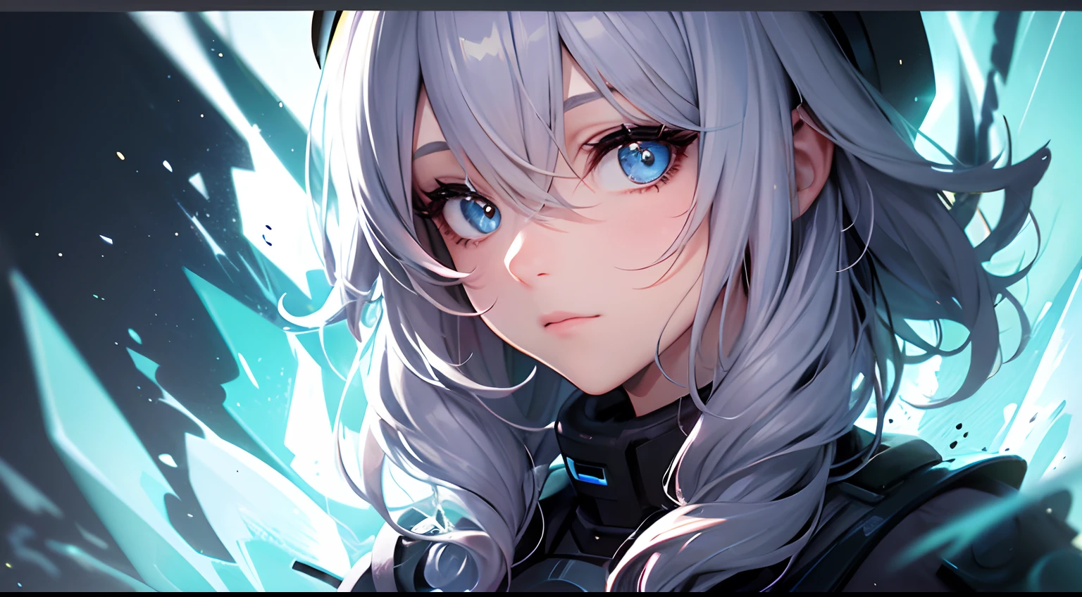 girl,radioactive glow, abstract art, focus on character, eyes with reflection