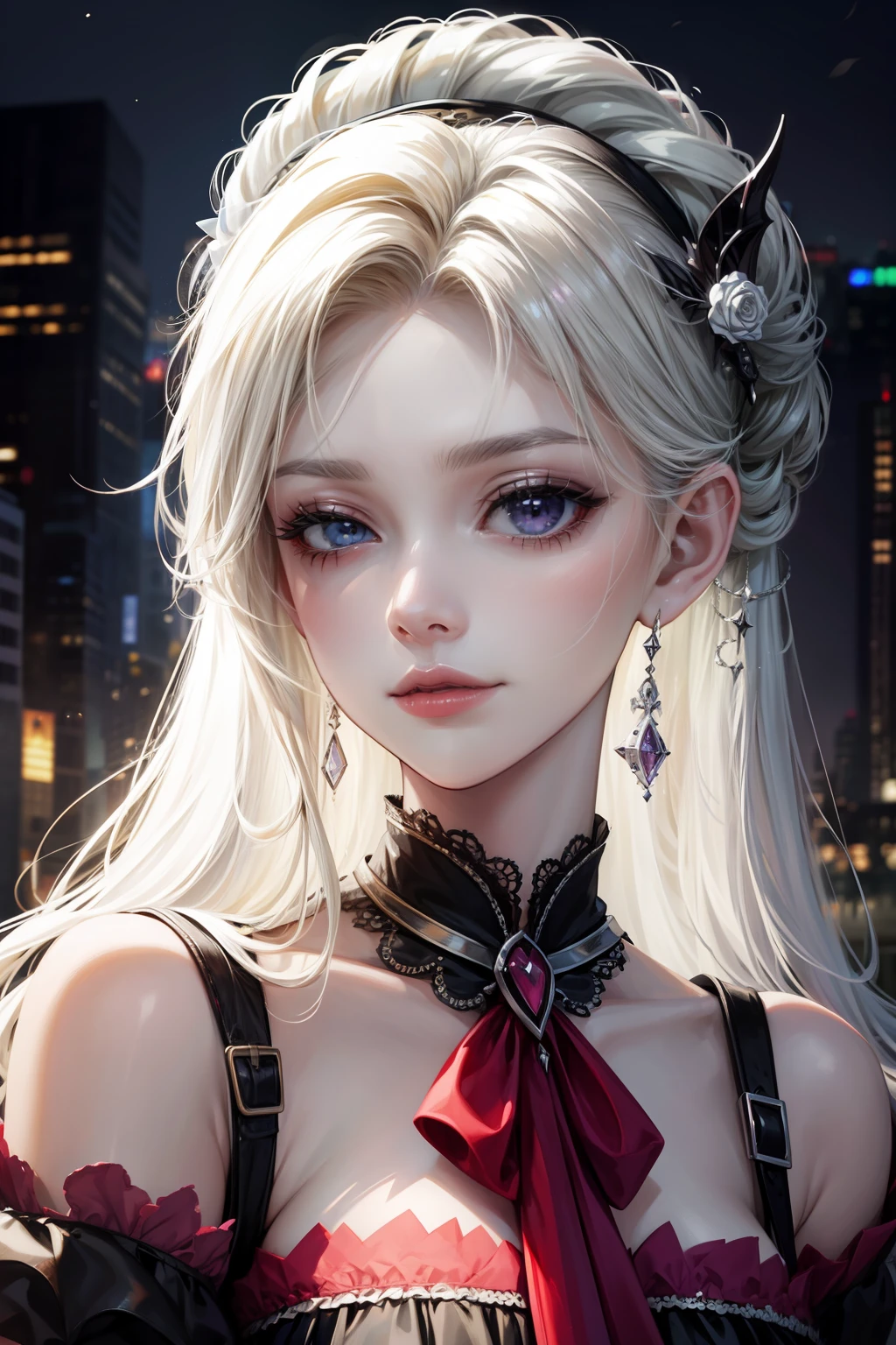 (the best quality) (tmasterpiece ) Visage parfait. Le kawaii & Sinister young beauty princess in New York.
