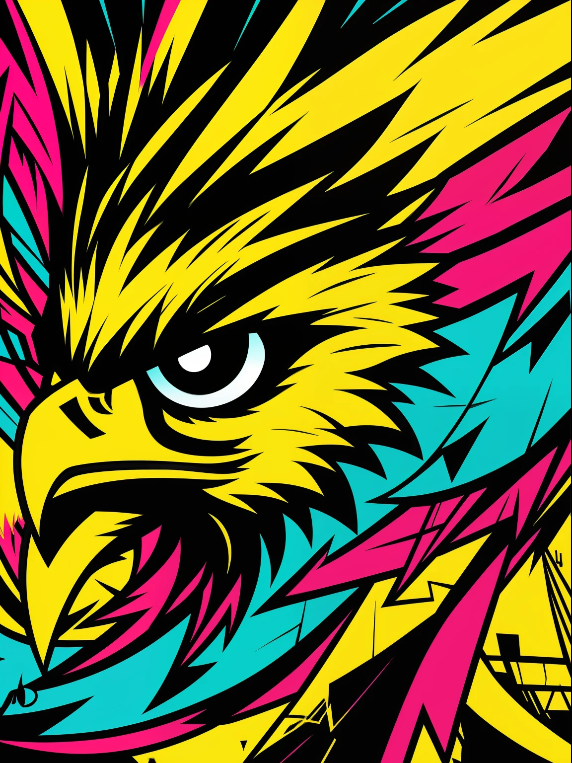 eagle，Graffiti colors，Anime style，Vector graphics，etchings