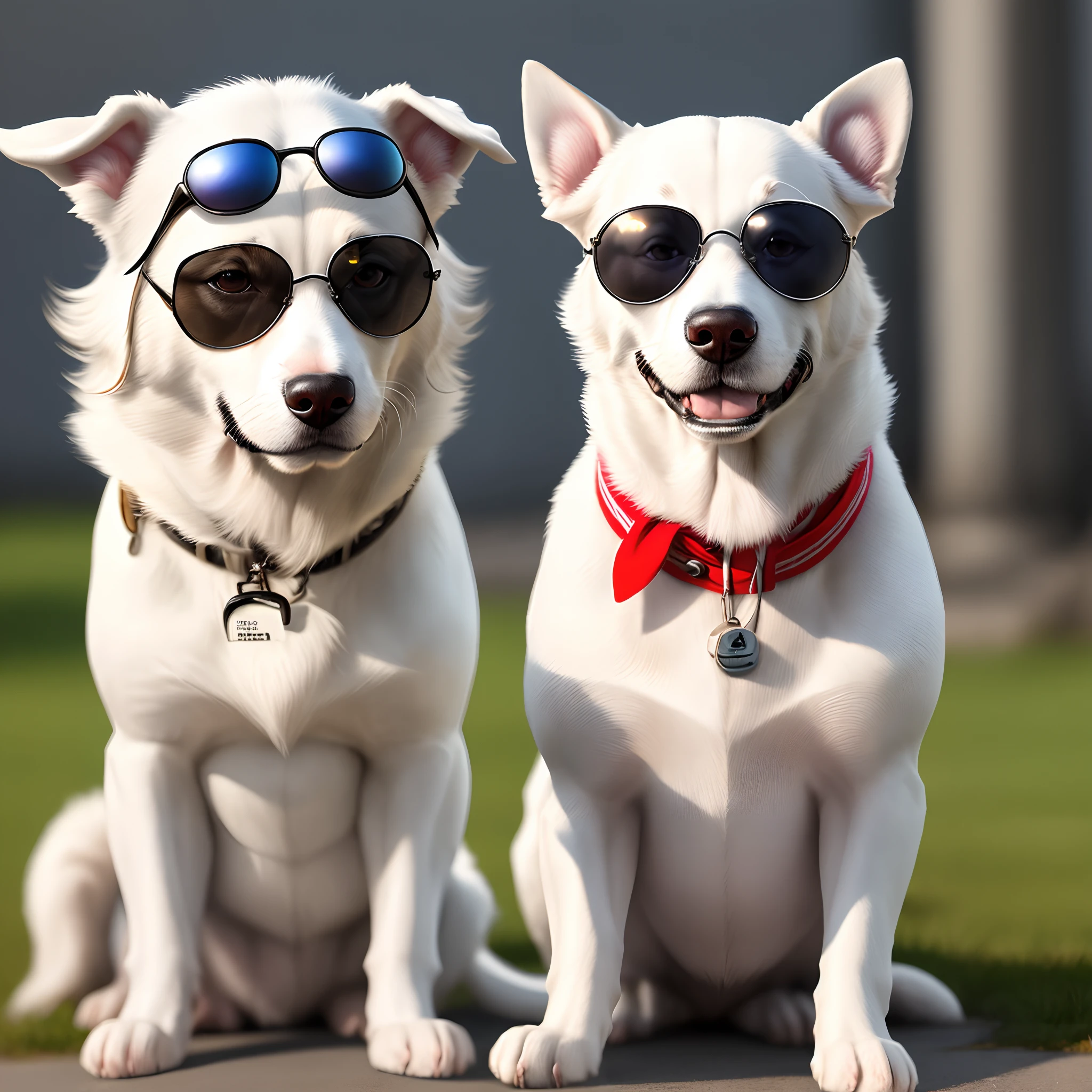 A dressed white dog with sunglasses smiled at me