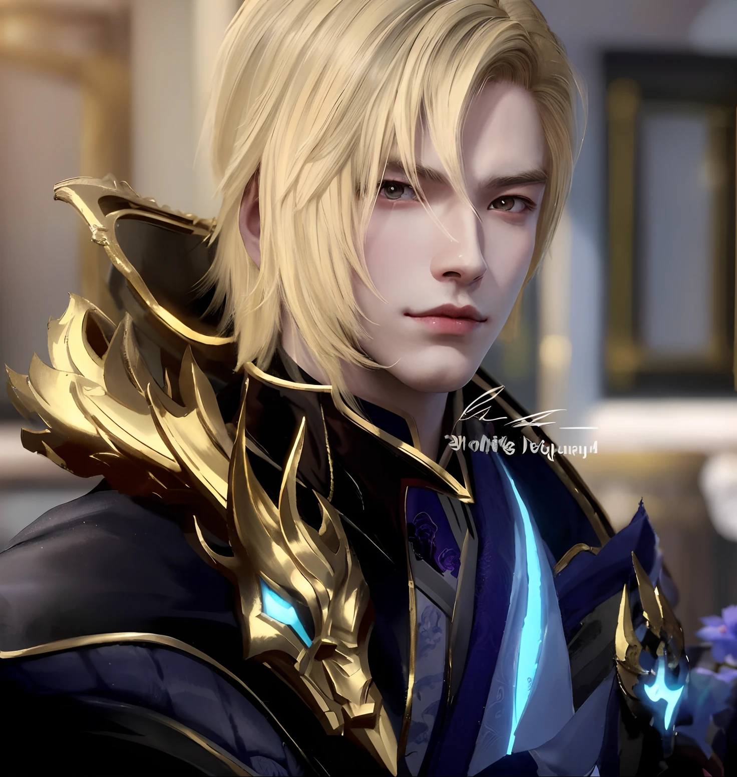 a close up of a person with a very long blond hair, keqing from genshin impact, beautiful androgynous prince, delicate androgynous prince, xqc, sigma from overwatch, inspired by Huang Shen, as a character in tekken, from final fantasy, johan liebert mixed with alucard, portrait of dragoon, male blonde ranger