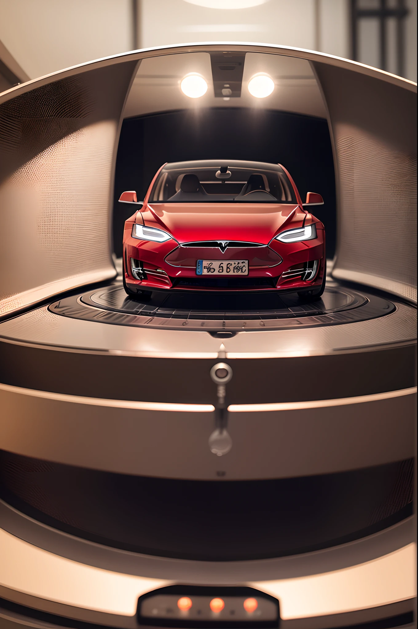 A Tesla made out of chocolate, depth-of-field, high-resolution (8k), photography advertisement style, light strobe, diffuser, masterpiece,
