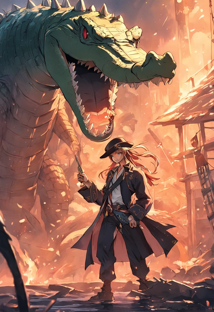 Crocodile pirates,Smoking with a machete