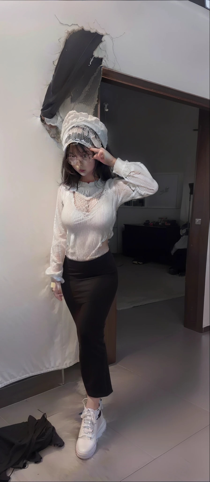 1girl, hot girl, detail, realistic , real,  ultra detail, hot girl, black hair, black long skirt, 70mm lens, white shoes, sexy girl, sexy