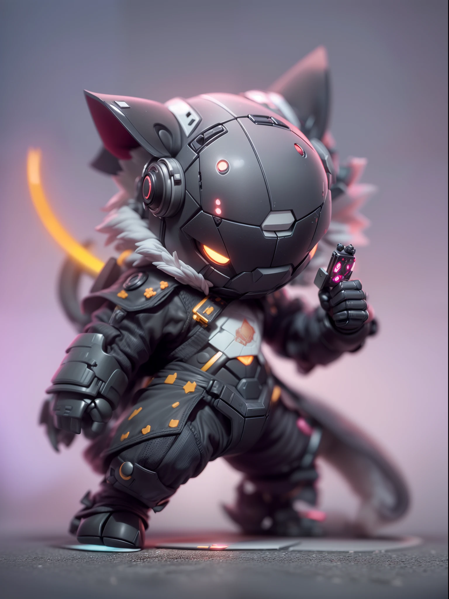 (Blind box toy style:1.3),((Full body shot)),(anthropomorphism),(1 strong rat warrior,solo),transparent plastic mecha,dreamy glow, cyberpunk style,Clean black background,white style,(circular base)( Global illumination, Ray tracing, hdr, unreal render,reasonable design, high detail, Masterpiece, Best quality, hyper HD, Cinematic lighting)