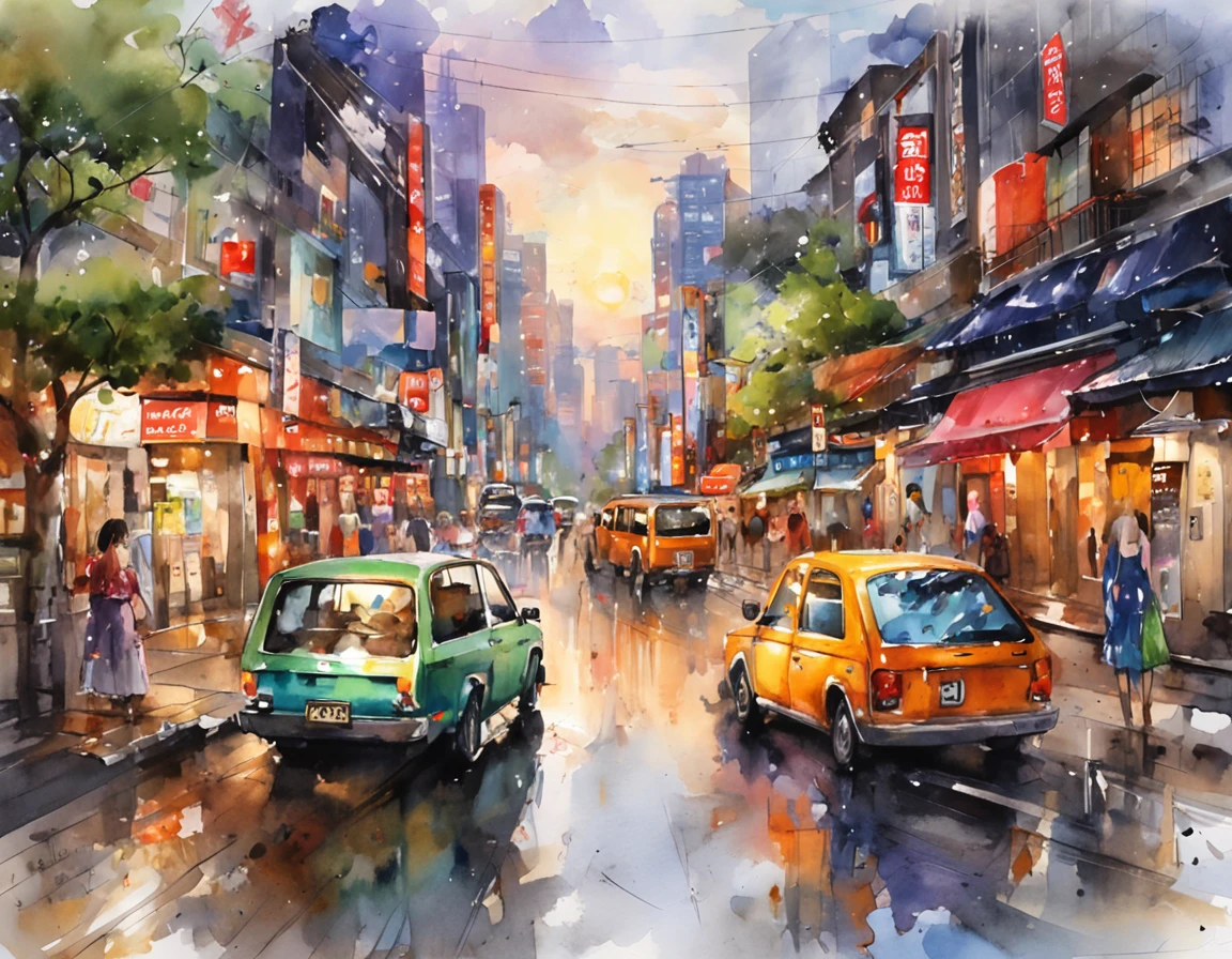 (tmasterpiece),(top-quality),(nffsw),Located in Tokyo's bustling neon streets at dusk, Capture the glittering reflections of skyscrapers in a tranquil puddle below, Artistic style to embody 3D models. Amplified Ultra HD, Detail of a young woman's complex face, City lights illuminate, Convey feelings of both longing and anticipation. Her beauty was perfect, Consists of a wide-angle configuration,Arrange asymmetrically to increase vitality. producer:Alastair Manardo
