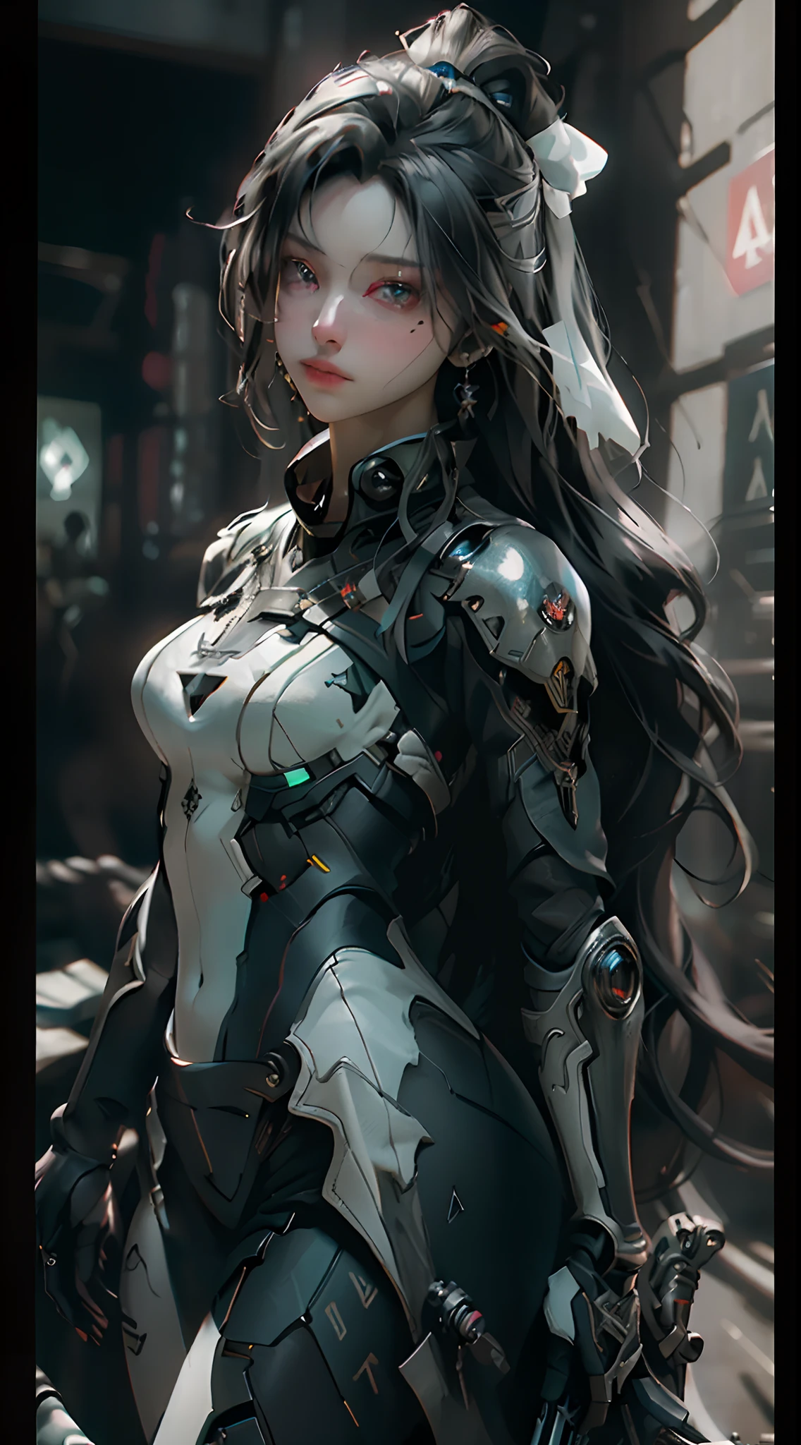((Best quality)), ((masterpiece)), (detailed:1.4), 3D, an image of a beautiful cyberpunk female,HDR (High Dynamic Range),Ray Tracing,NVIDIA RTX,Super-Resolution,Unreal 5,Subsurface scattering,PBR Texturing,Post-processing,Anisotropic Filtering,Depth-of-field,Maximum clarity and sharpness,Multi-layered textures,Albedo and Specular maps,Surface shading,Accurate simulation of light-material interaction,Perfect proportions,Octane Render,Two-tone lighting,Wide aperture,Low ISO,White balance,Rule of thirds,8K RAW,