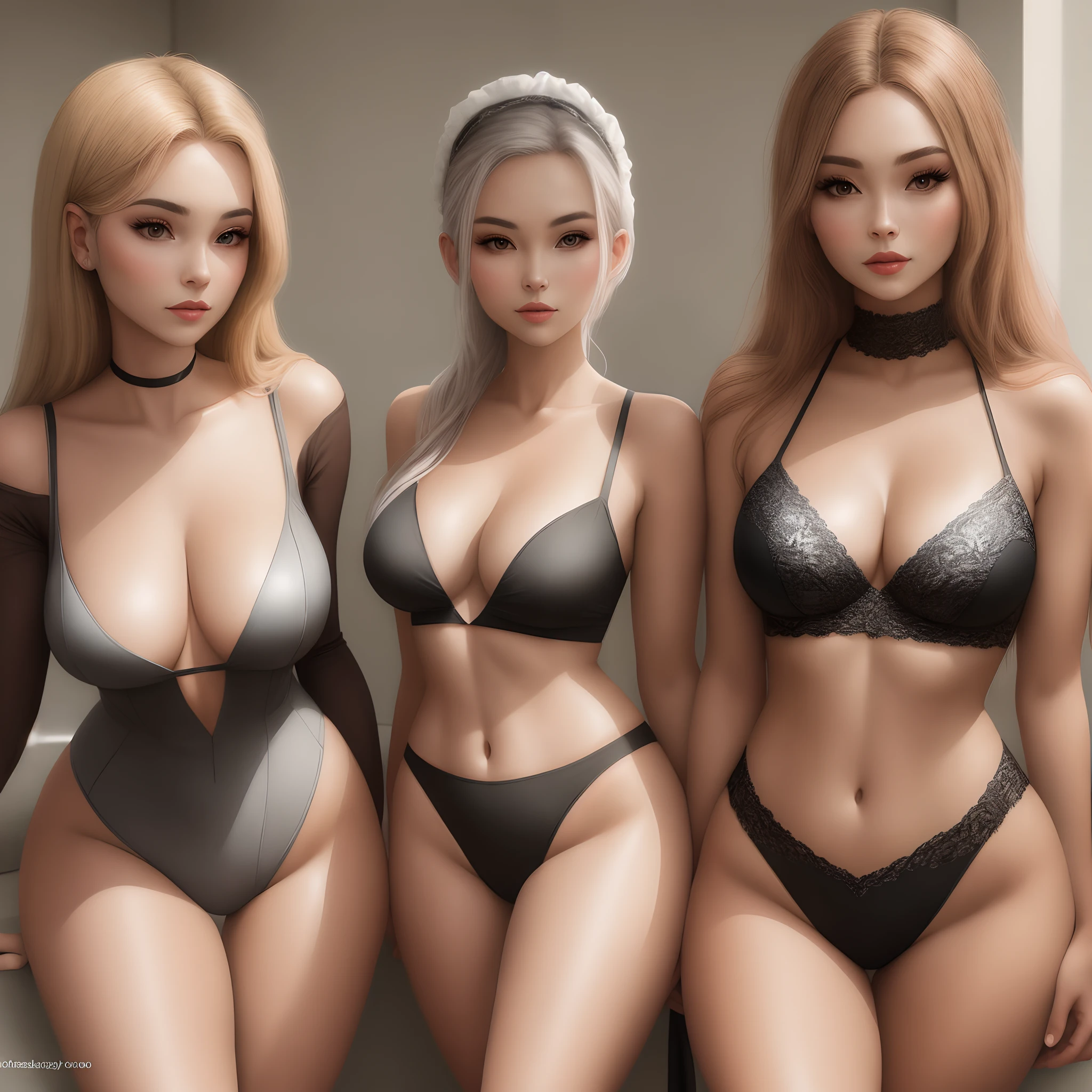 Breasts and thighs are long and beautiful women wear less
