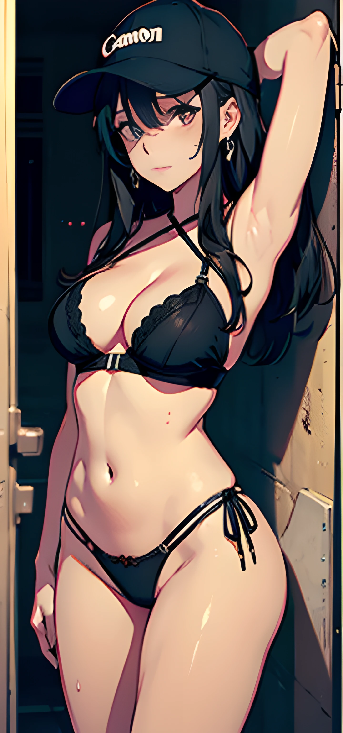 a close up of a woman in a bra top posing for a picture, Portrait of Scarlett Johansson, 1womanl, (Background with:In summer), standing on your feet, Seen from the front, (((tmasterpiece), In-depth background, (Very fine and beautiful))), hight resolution), Bulge, Bocchi, Court dress, "((Female 16 years old, secret agent, Awesome Canon EOS 50mm))", surreal photos, Pink Long Hair, ear jewelry, slim, Background bokeh, Both shoulders Full face cheeks, Naughty, criss-cross halter, Strip strip, frilld, pleatedskirt, pillow head, Armpits:2, 1female,35yo,熟妇,gigantic cleavage breasts,big breasts thin waist,long leges,Pornographic exposure, 独奏, (Background with:ln the forest,the rainforest), She has long black hair,standing on your feet,Sweat profusely, seen from the front, hair straight, mostly cloudy sky,(((tmasterpiece),(Very detailed CG unity 8K wallpaper),best qualtiy,cinmatic lighting,detailed back ground,beatiful detailed eyes,Bright pupils,(Very fine and beautiful),(Beautiful and detailed eye description),ultra - detailed,tmasterpiece,)),facing at camera,Full body photo,A high resolution,ultra - detailed),revealing breasts,Bare genitalia, Lower body elevation,Raised sexy,Camel toes,Flushed complexion,Open-mouthed,frontage,baseball cap(Wearing:Red baseball jacket,Cowboy bikini)nakeness,