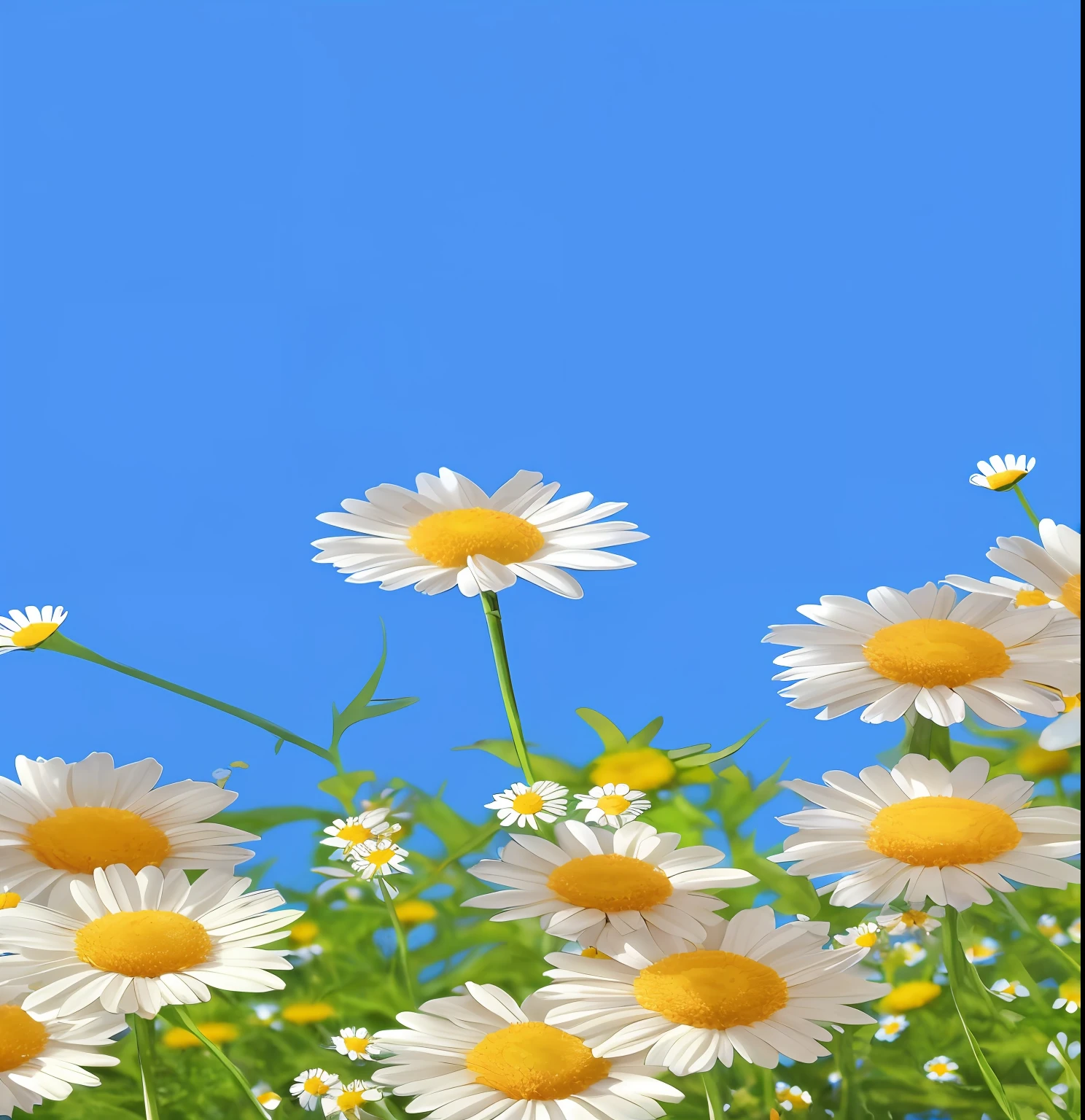 The blue sky is set against many white flowers,Yellow center, Margaret flower, wallpaper hd, wallpaper - 1 0 2 4, flowery wallpaper, Beautiful wallpaper, Desktop background, lots of little daisies, Chamomile, florest background, On a sunny day, Flower background, background is heavenly, Beautiful flowers, amazing wallpapers, Desktop wallpaper, Wallpaper background, spring flowers