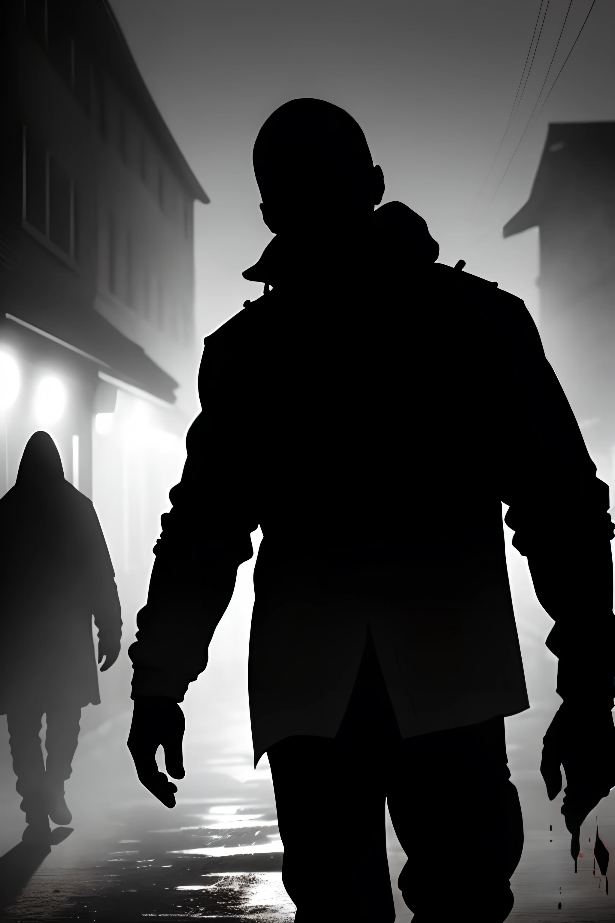 A man walks to the camera, His face is in the shadows, His clothes were covered in dirt and blood. He looks menacing and dangerous, its slow, Deliberate footsteps give her goosebumps down her spine. It could be a scene from a horror movie, Or it could be something more sinister. Only, What we can see, This is his silhouette, That's all, What it takes to create a strong sense of fear and suspense. (Long shot)
