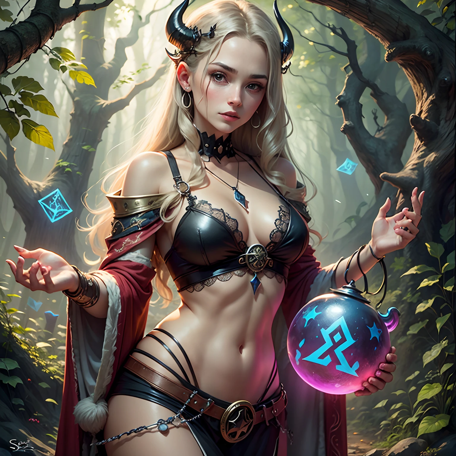magic oak, runes, young beautiful witch, viking --auto --s2