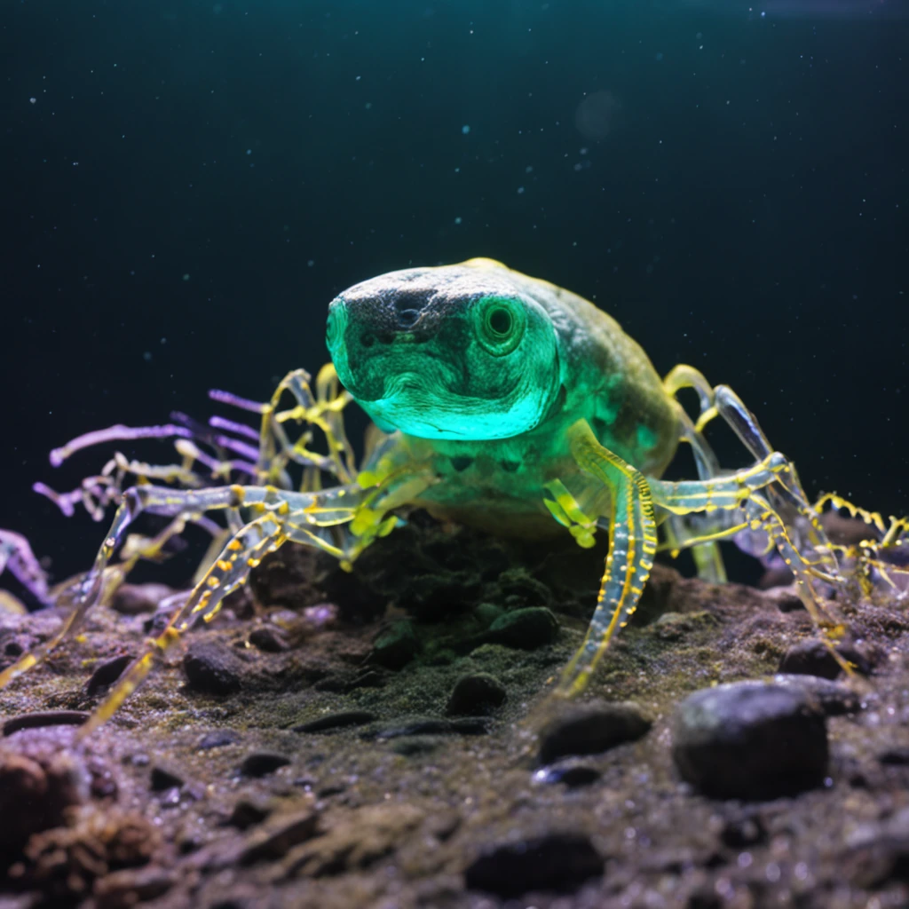 klein, Hirngespinst, Wunderbare Biolumineszenz-Fadenkreaturen, dunkler Hintergrund, sichtbares Lichtspektrum, Shih Chieh Huang, 大眼睛