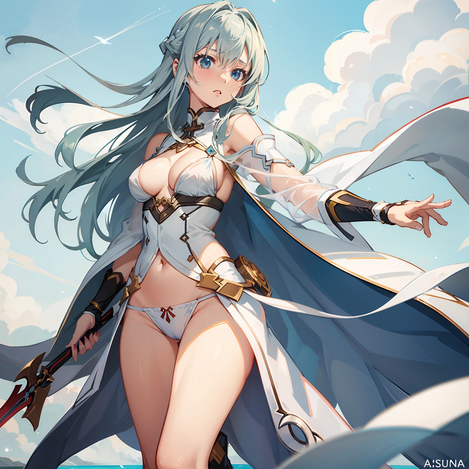 Asuna Female Swordsman Micro Bikini White Cloak Beautiful Tits