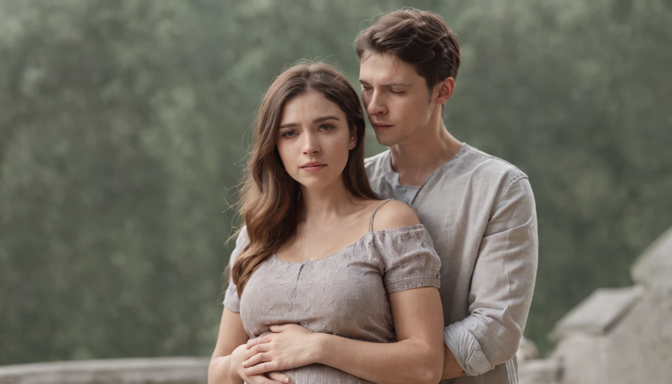 A team of lovers and a pregnant woman，The couple loves each other very much，Pregnant women wept as they watched them，Ultra high quality，Film photography，high detal，A high resolution，8K