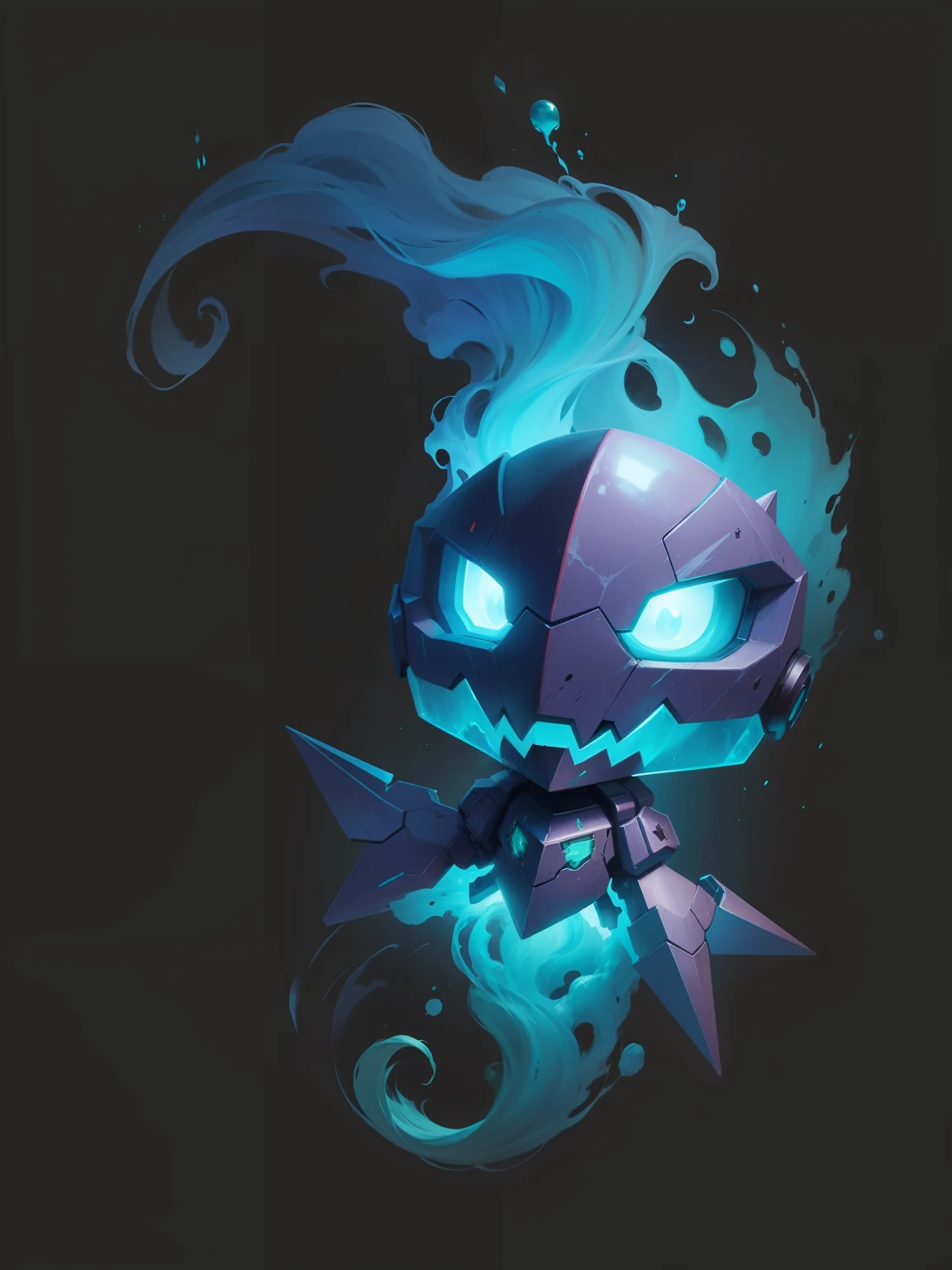 <lora:Rototech-20:1> ,rototech, green hologram aura , no humans, simple background,black background ghost girl, <lora:KarasuChan-20:0.8>,monochrome, grin