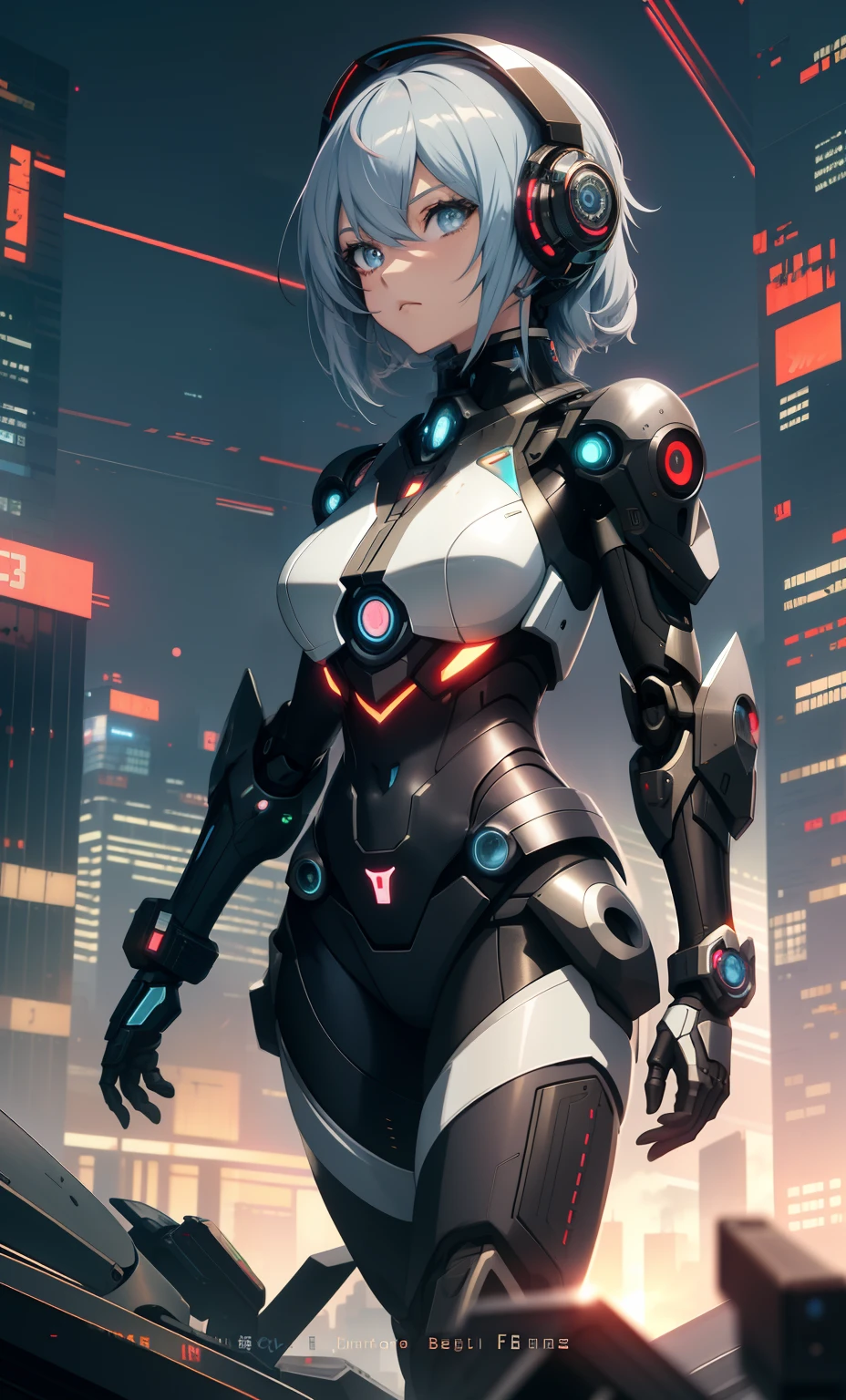Anime girl futuristic suit standing on roof with city skyline background, cyberpunk anime girl mech, girl in mecha cyber armor, Best anime 4k konachan wallpaper, Digital cyberpunk anime art, female cyberpunk anime girl, cyberpunk anime girl, cyber suit, digitl cyberpunk - anime art, anime cyberpunk art, Cute cyborg girl, cyborg - girl with silver hair