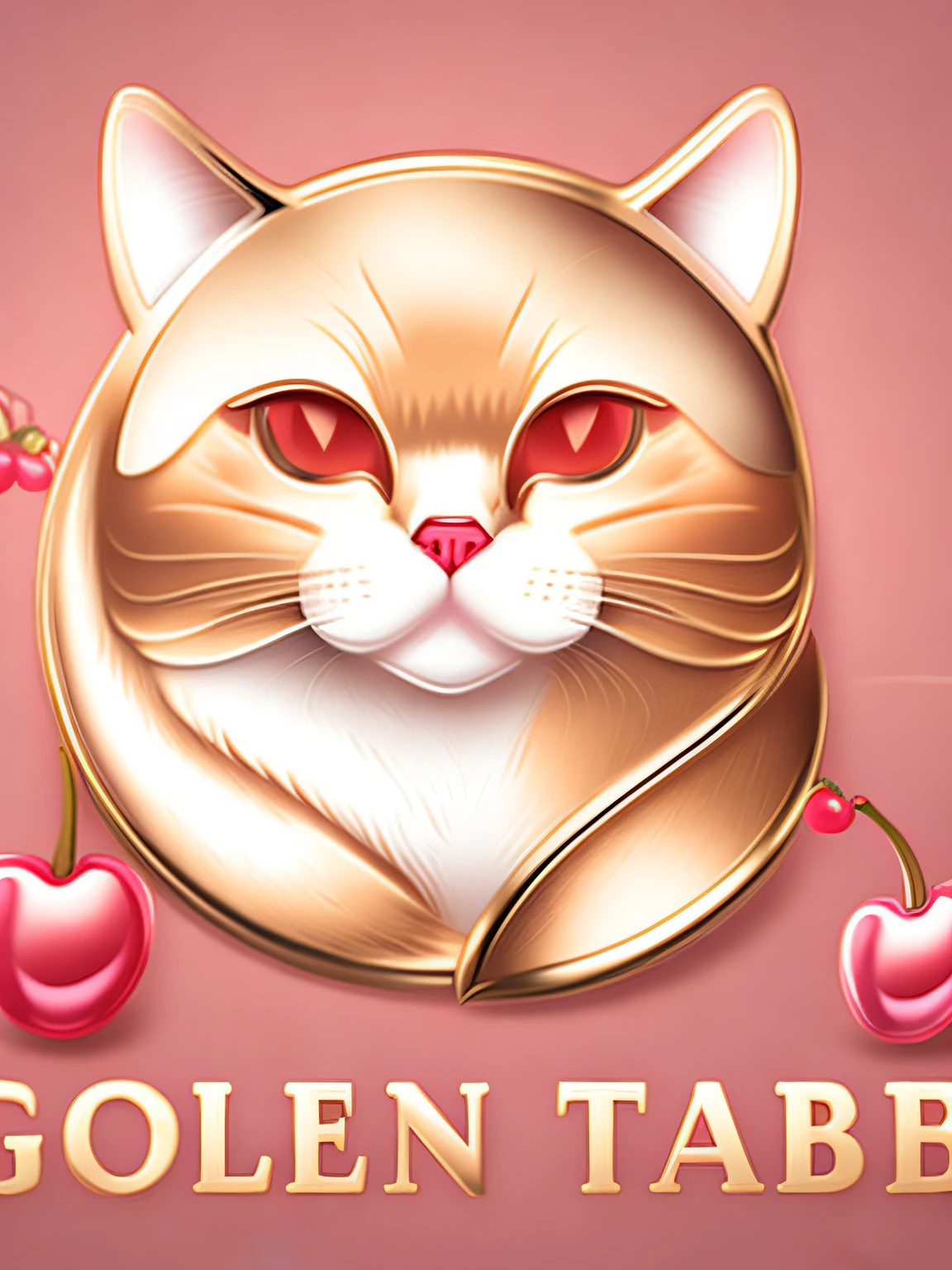 I want to design a logo for a nail salon, a golden silver tabby cat logo with a cherry on her head. Draw a cat inside Simple