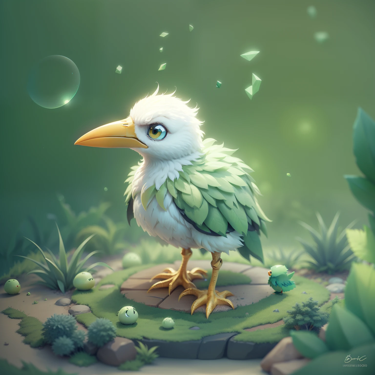 cute little surreal anime chibi white stork, lovely and cute, logo design, animation, cinematic light effects, lovely, 3d vector art, cute and quirky, fantasy art, Bokeh, hand-drawn, digital paint, soft light, isometric style, 4K resolution, photo-realistic rendering, highly detailed cleanliness, vector images, photo-realistic masterpieces, professional photography, fonts simple space background, lime green flat background, brilliant isometric vector