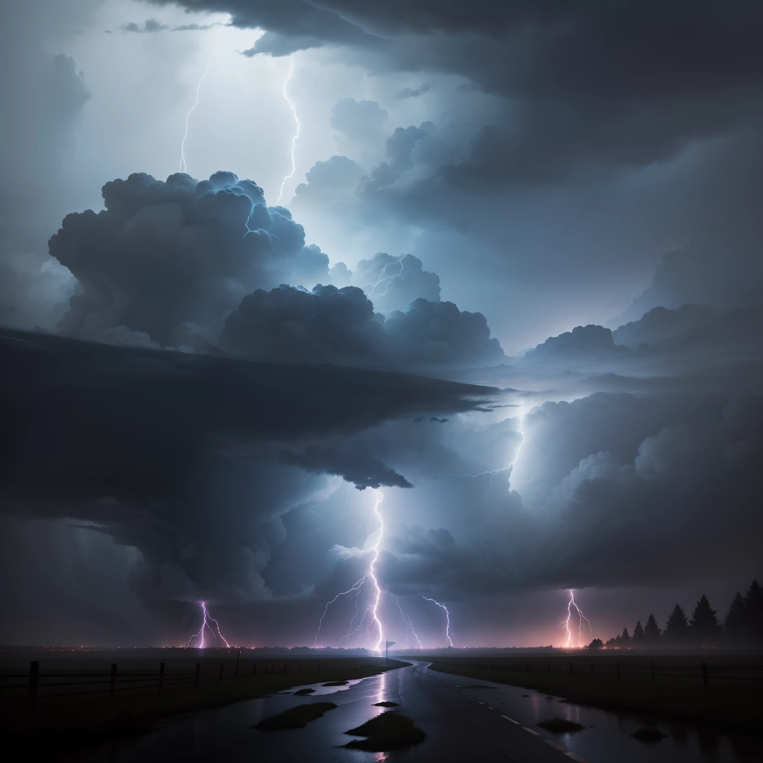 Lightning storm raging 4k dark rain