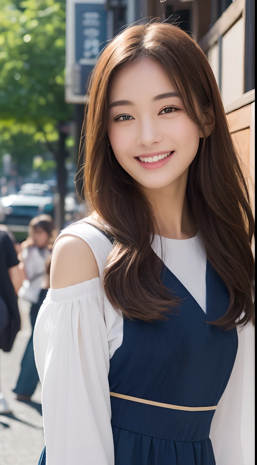 Ponytail, Japan girl, 8K, LAW photo, top quality, masterpiece, realistic, photorealistic super detail, one girl, cute, best smile, beautiful eyes, long hair, perfect facial features,