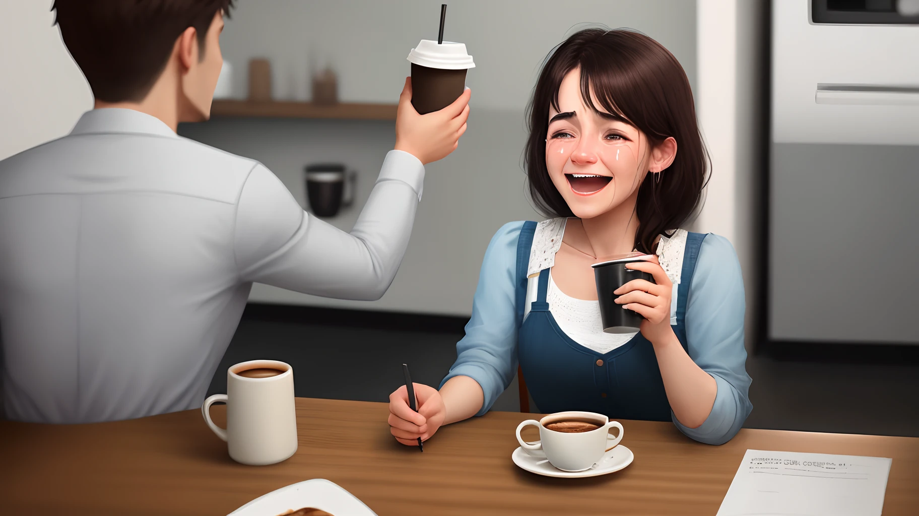 The ex-boyfriend is on his knees,Crying and begging me,I smiled with my coffee