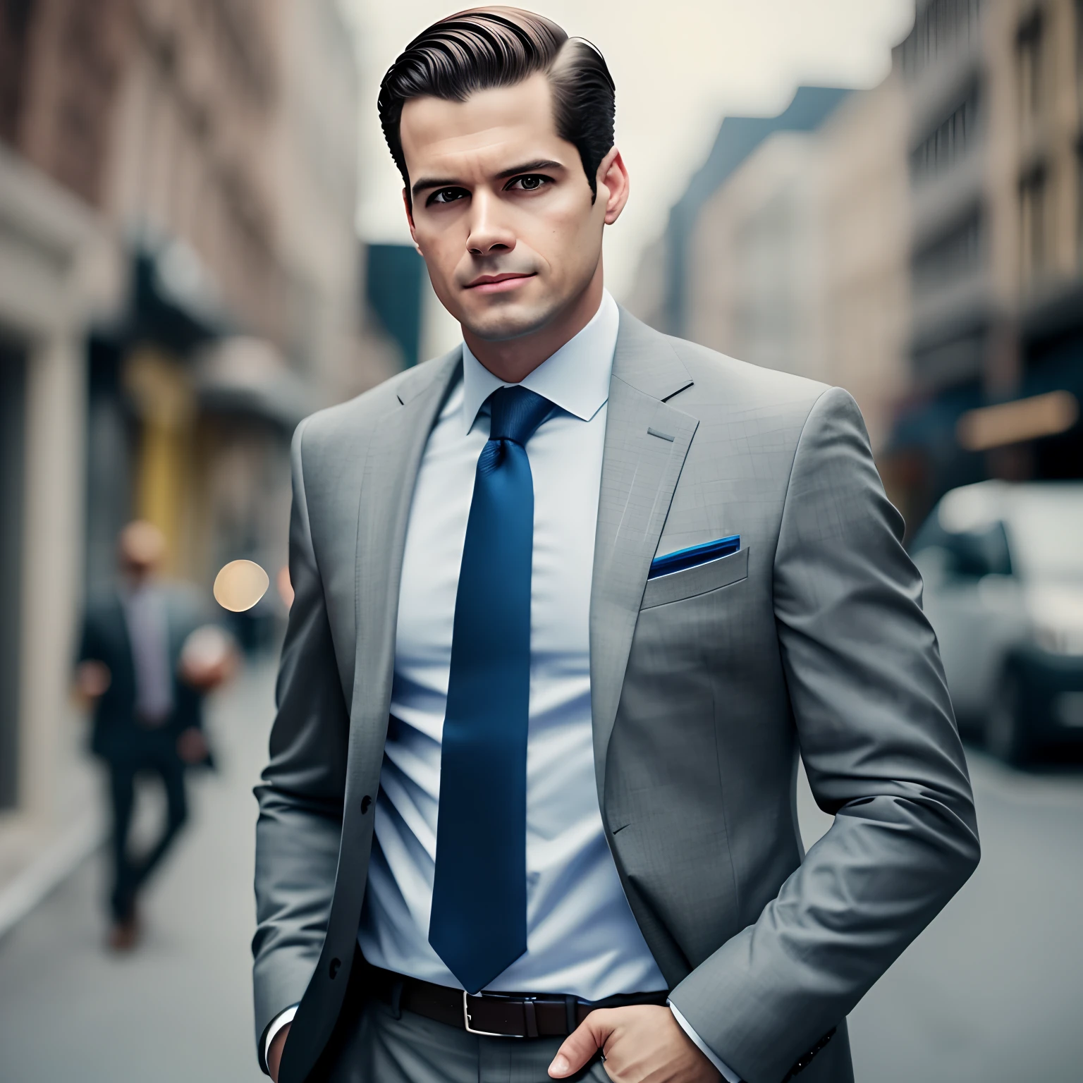 a Man standing with 30 years in suit and tie, body and head straight in the photo, Brown eyes, brown short hair. facing the viewer of the photo, eyes fixed to the lens, appears shoulders and head in the photo, man centered in the photo, 8k, best quality, masterpiece, realistic, realistic photo, movie photo, ultra realistic, 1 person, detailed, perfect lighting,  DSRL, professional photo, 4k