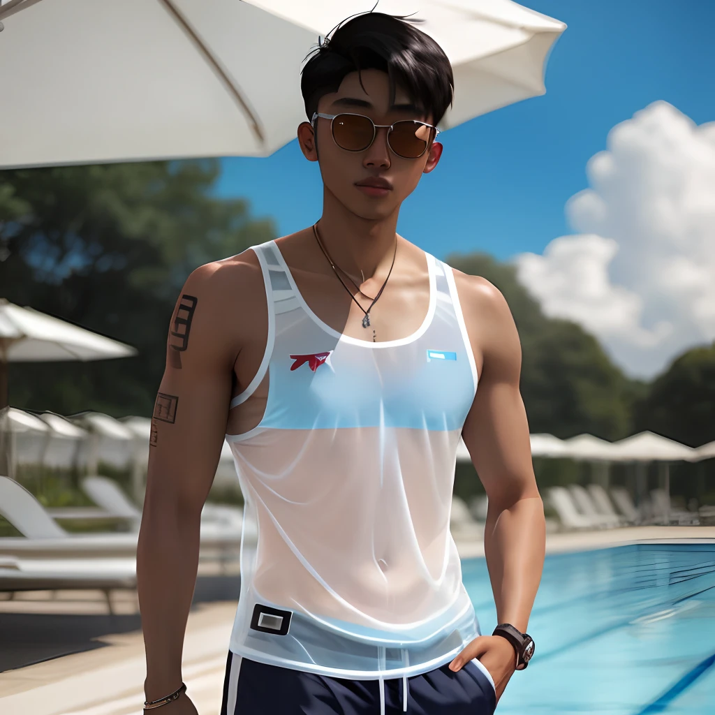 Swimsuit in transparent tong,cool guy
